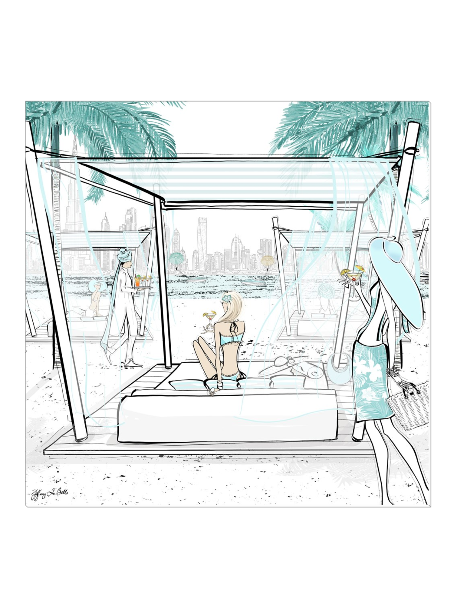Beach Life Dubai - Illustration - Canvas Gallery Print - Unframed or Framed - Tiffany La Belle