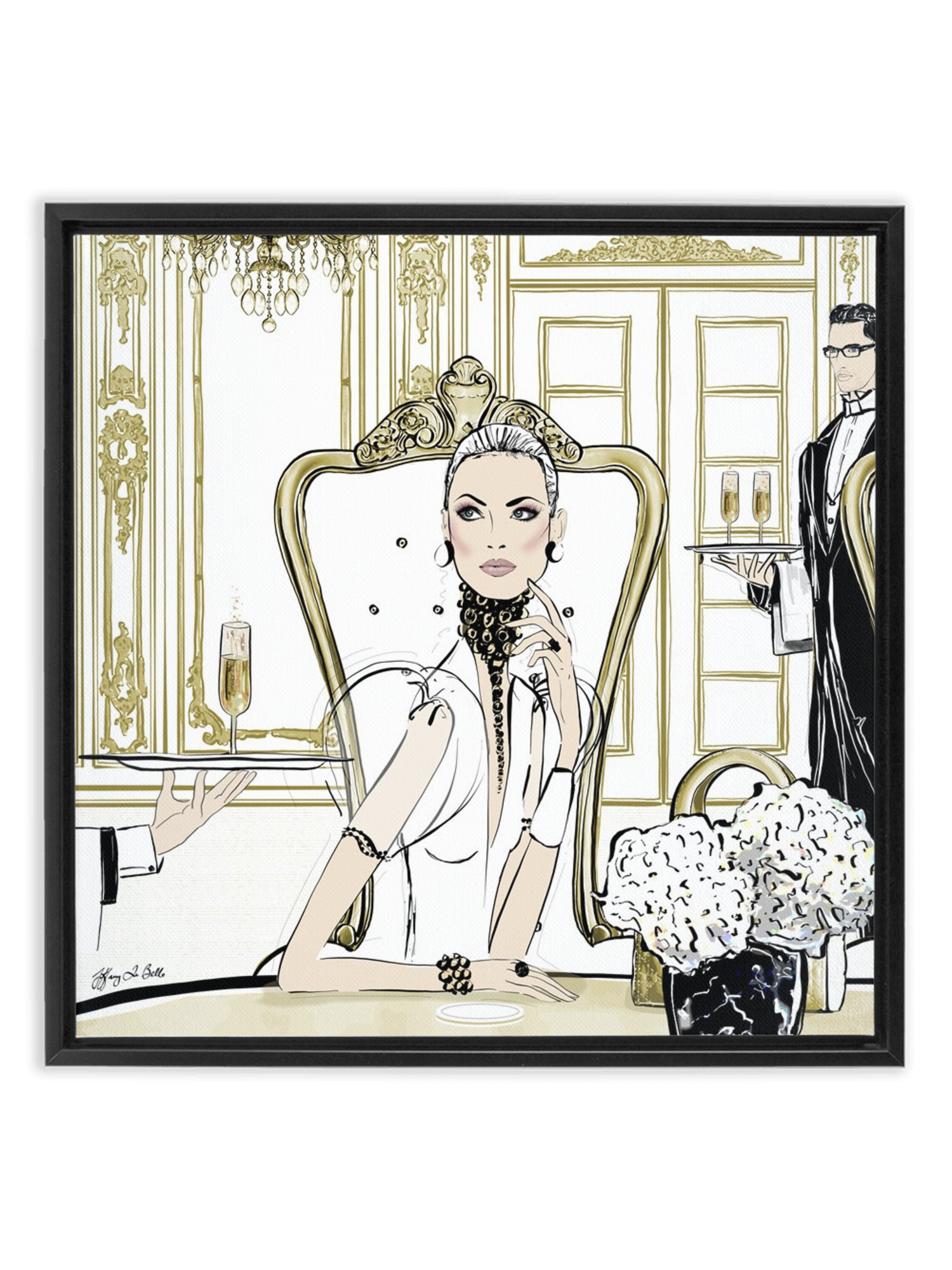 Champagne Dining - Illustration - Canvas Gallery Print - Unframed or Framed - Tiffany La Belle