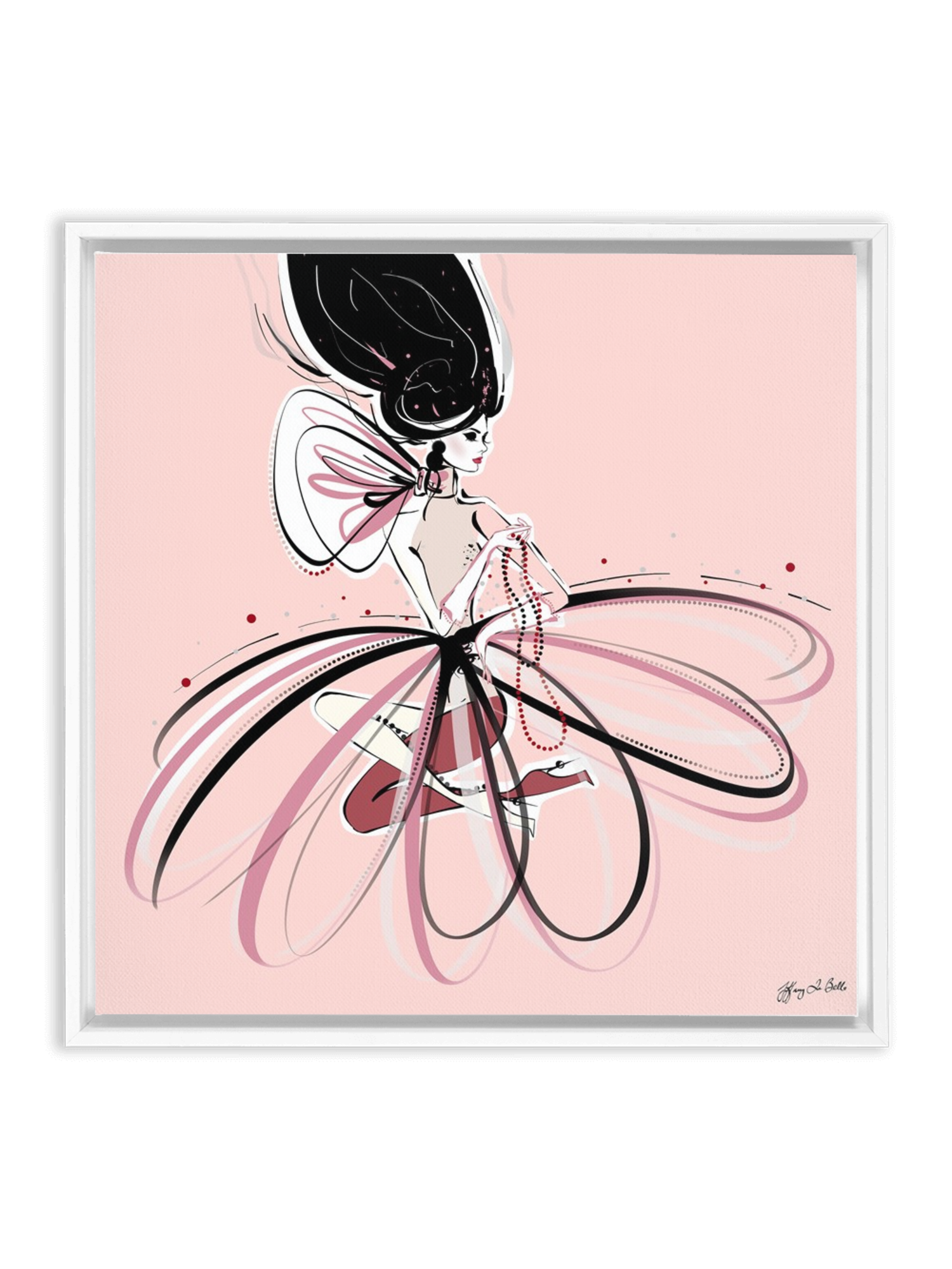 For the Love of Pearls in Pink - Illustration - Canvas Gallery Print - Unframed or Framed - Tiffany La Belle