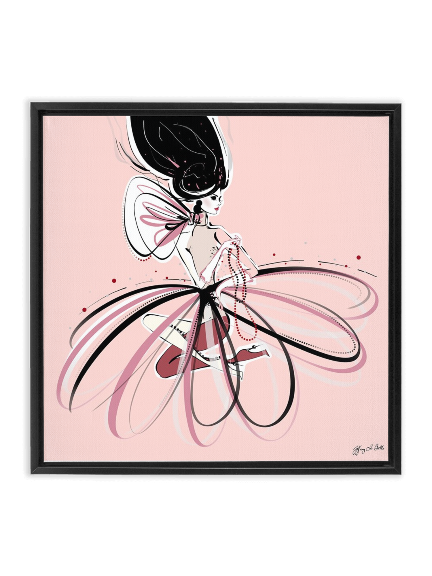For the Love of Pearls in Pink - Illustration - Canvas Gallery Print - Unframed or Framed - Tiffany La Belle