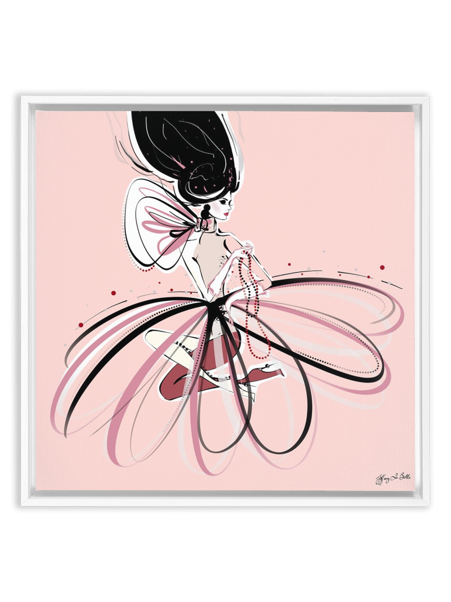 For the Love of Pearls in Pink - Illustration - Canvas Gallery Print - Unframed or Framed - Tiffany La Belle