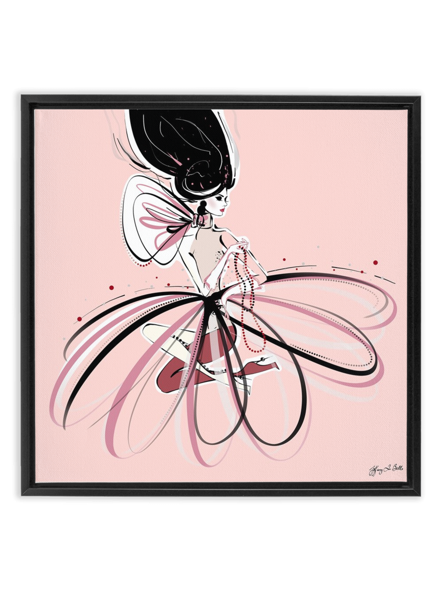For the Love of Pearls in Pink - Illustration - Canvas Gallery Print - Unframed or Framed - Tiffany La Belle
