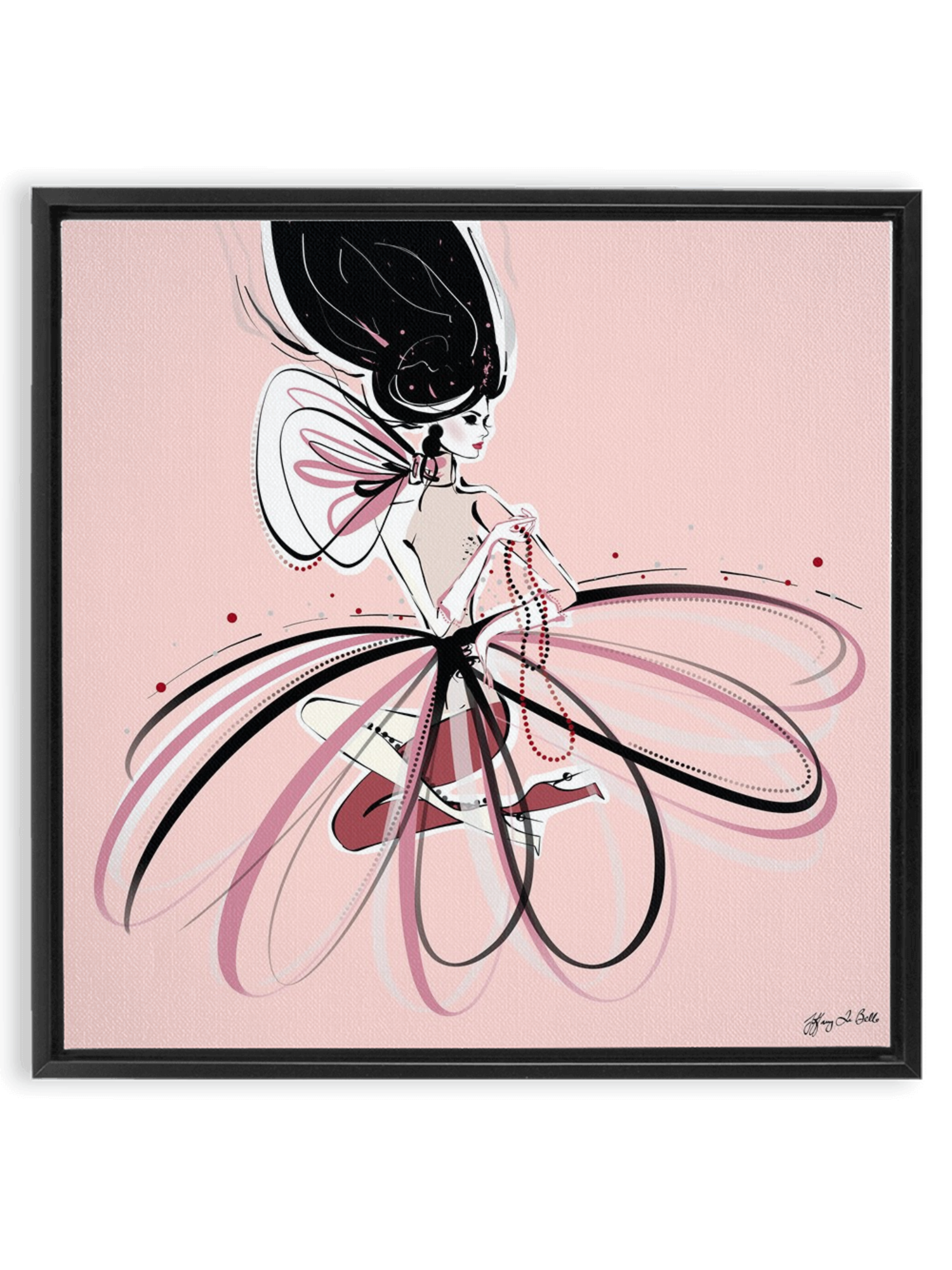 For the Love of Pearls in Pink - Illustration - Canvas Gallery Print - Unframed or Framed - Tiffany La Belle