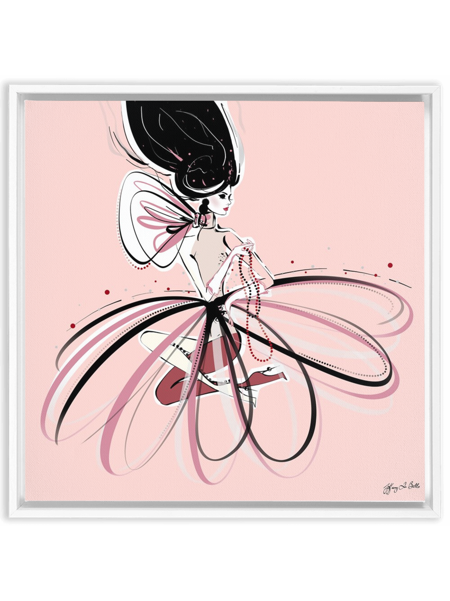 For the Love of Pearls in Pink - Illustration - Canvas Gallery Print - Unframed or Framed - Tiffany La Belle