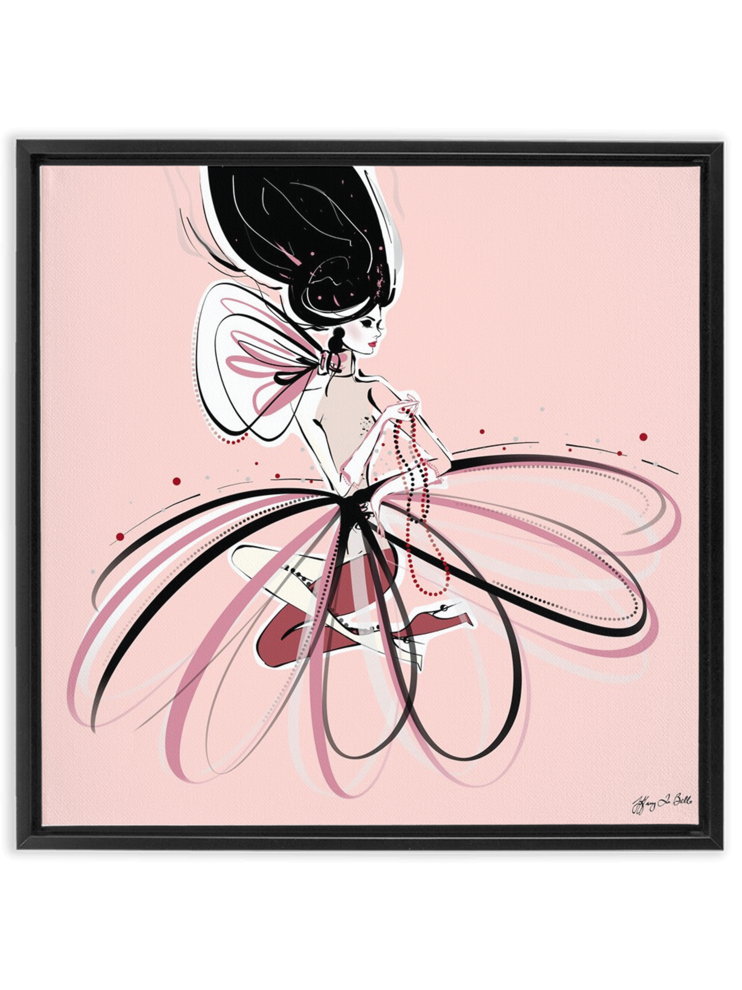 For the Love of Pearls in Pink - Illustration - Canvas Gallery Print - Unframed or Framed - Tiffany La Belle