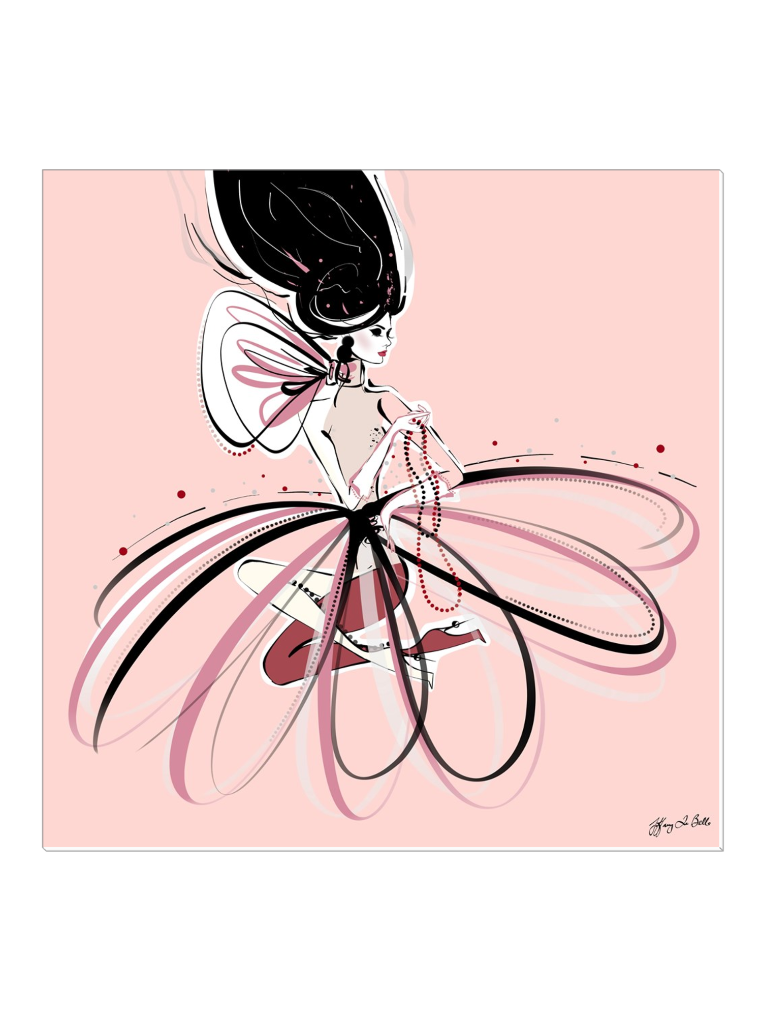 For the Love of Pearls in Pink - Illustration - Canvas Gallery Print - Unframed or Framed - Tiffany La Belle