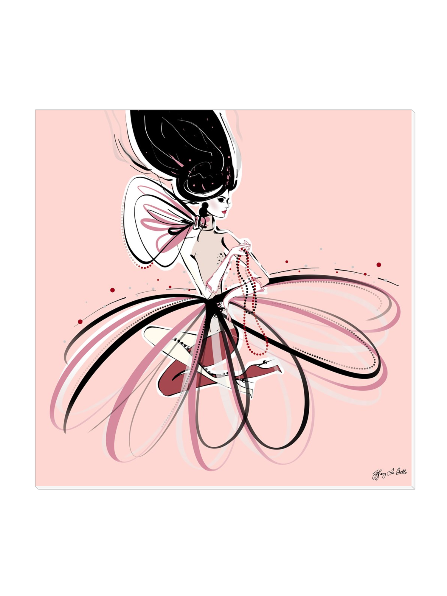 For the Love of Pearls in Pink - Illustration - Canvas Gallery Print - Unframed or Framed - Tiffany La Belle