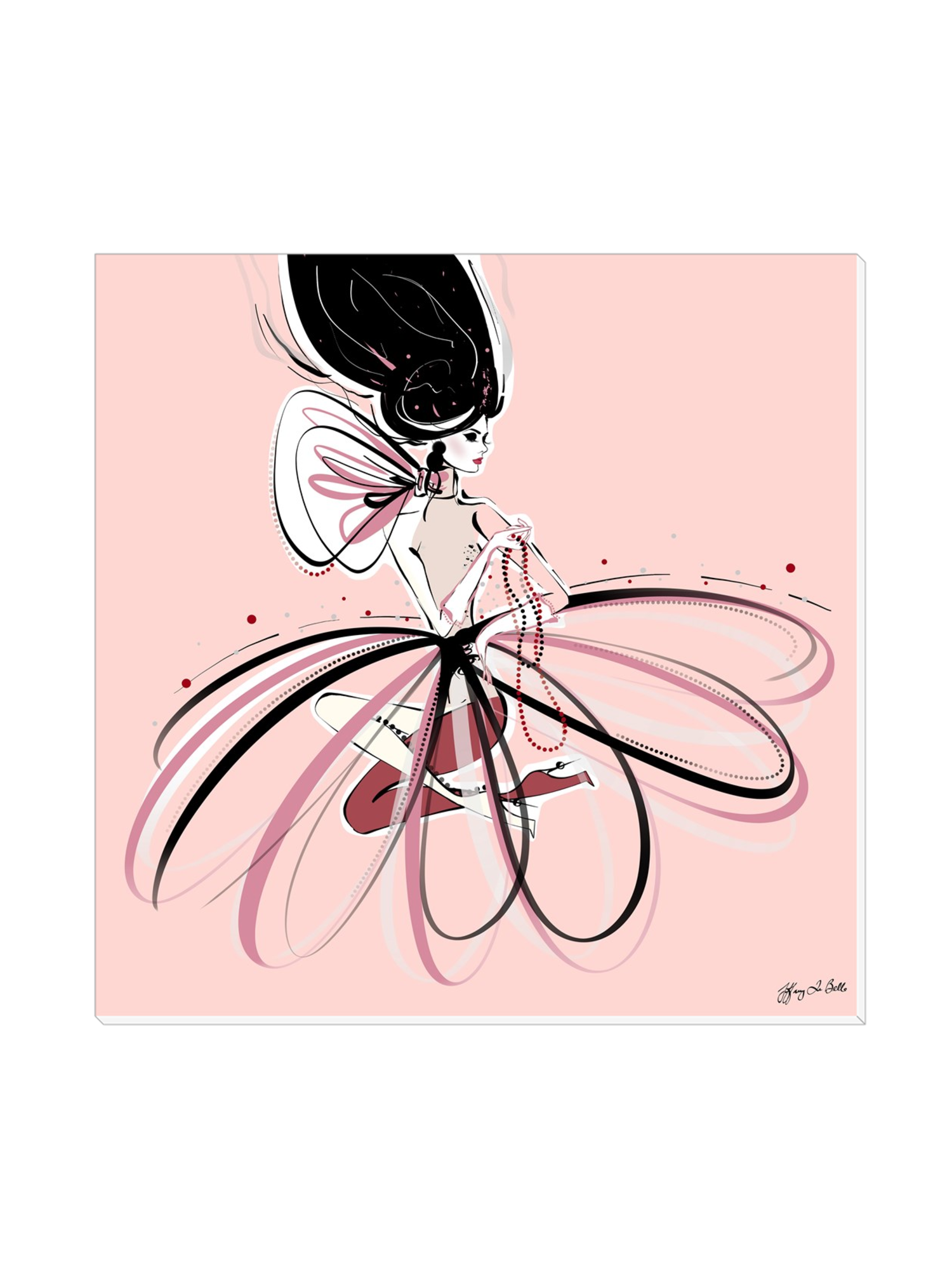 For the Love of Pearls in Pink - Illustration - Canvas Gallery Print - Unframed or Framed - Tiffany La Belle