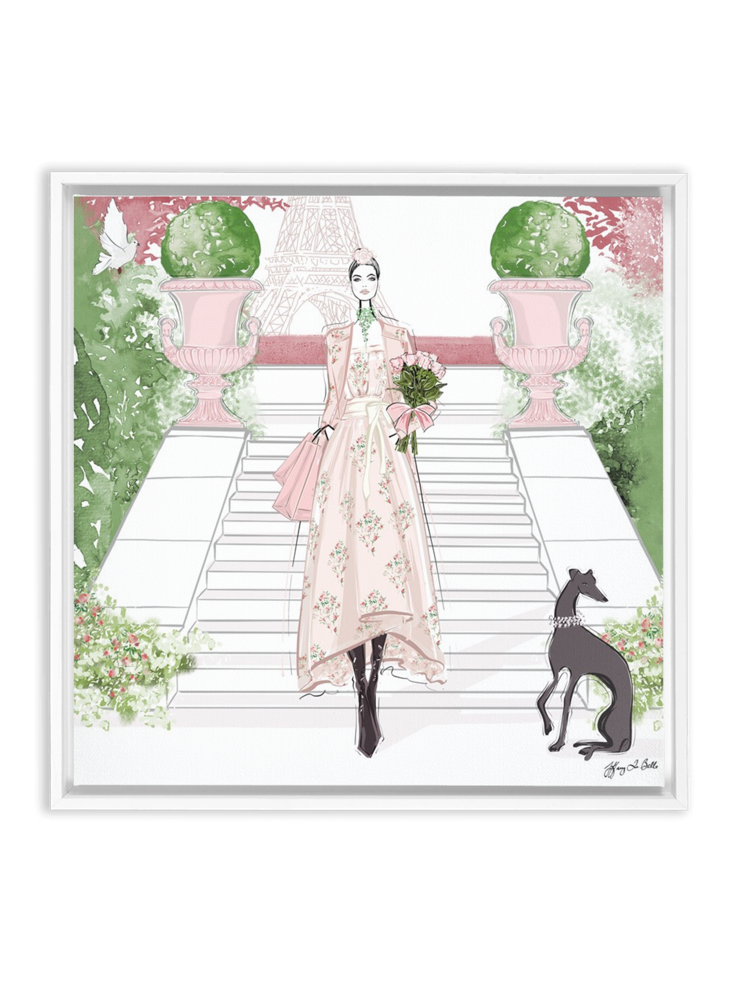 Parisienne Floral - Illustration - Canvas Gallery Print - Unframed or Framed - Tiffany La Belle