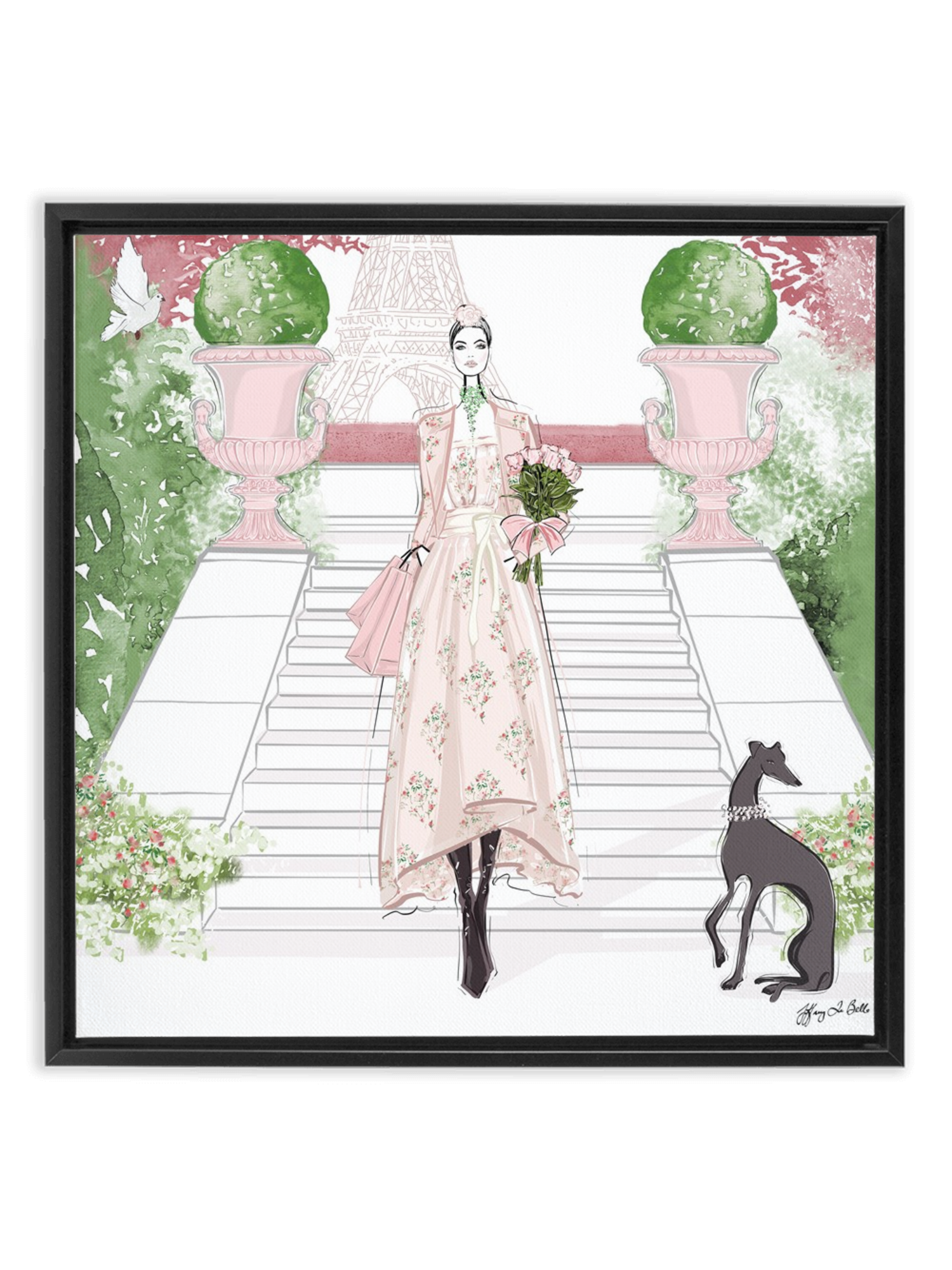 Parisienne Floral - Illustration - Canvas Gallery Print - Unframed or Framed - Tiffany La Belle