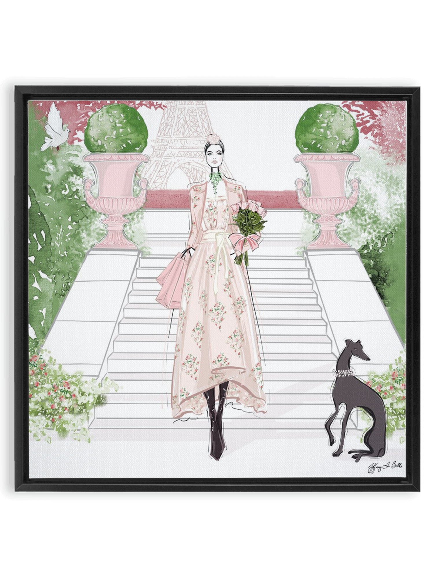 Parisienne Floral - Illustration - Canvas Gallery Print - Unframed or Framed - Tiffany La Belle