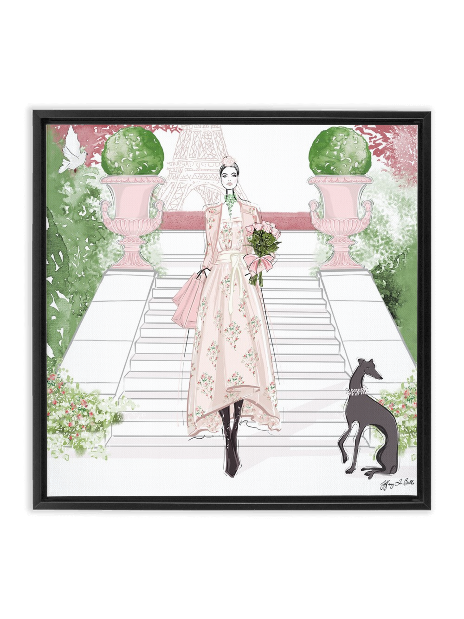 Parisienne Floral - Illustration - Canvas Gallery Print - Unframed or Framed - Tiffany La Belle