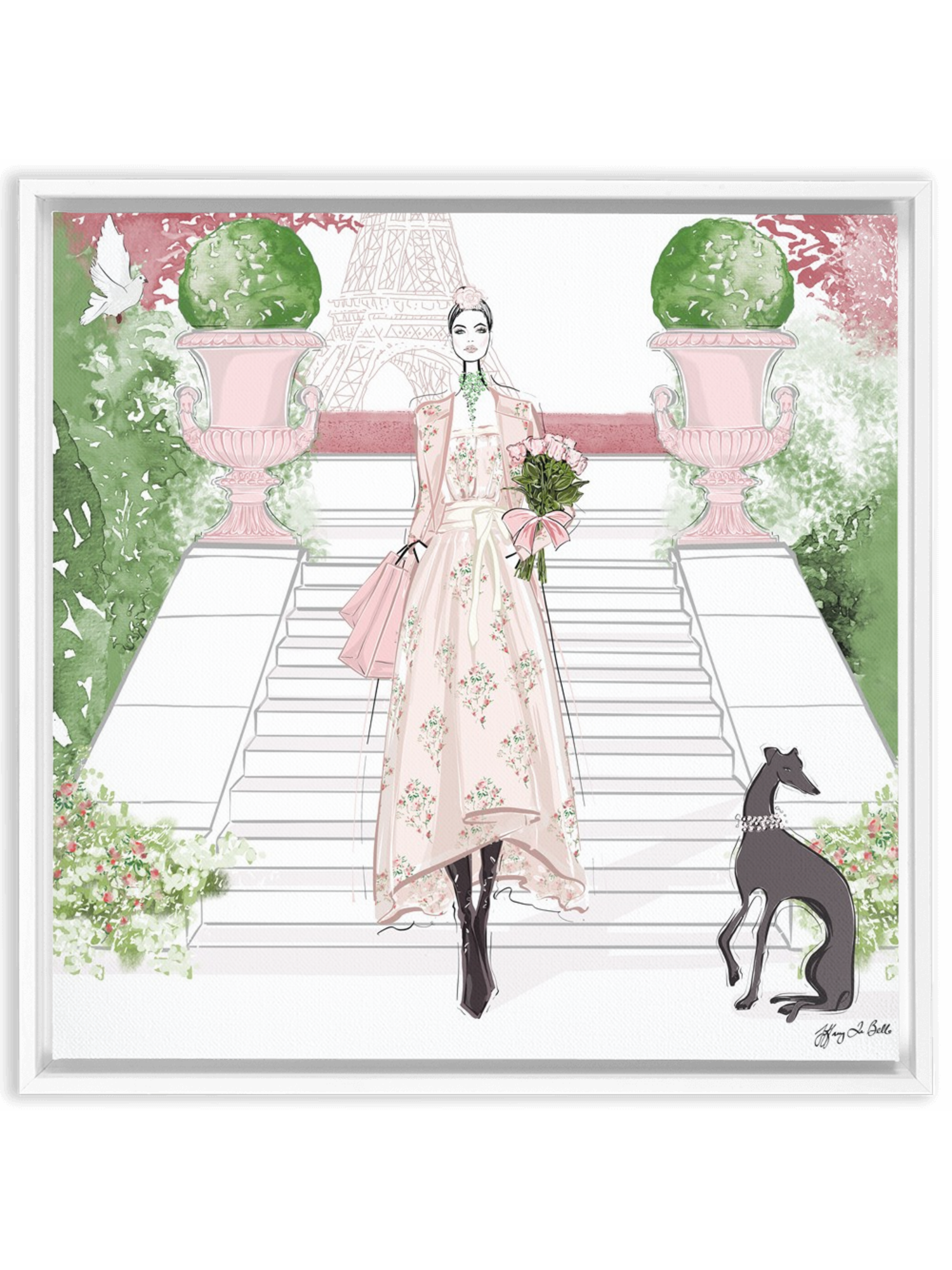 Parisienne Floral - Illustration - Canvas Gallery Print - Unframed or Framed - Tiffany La Belle