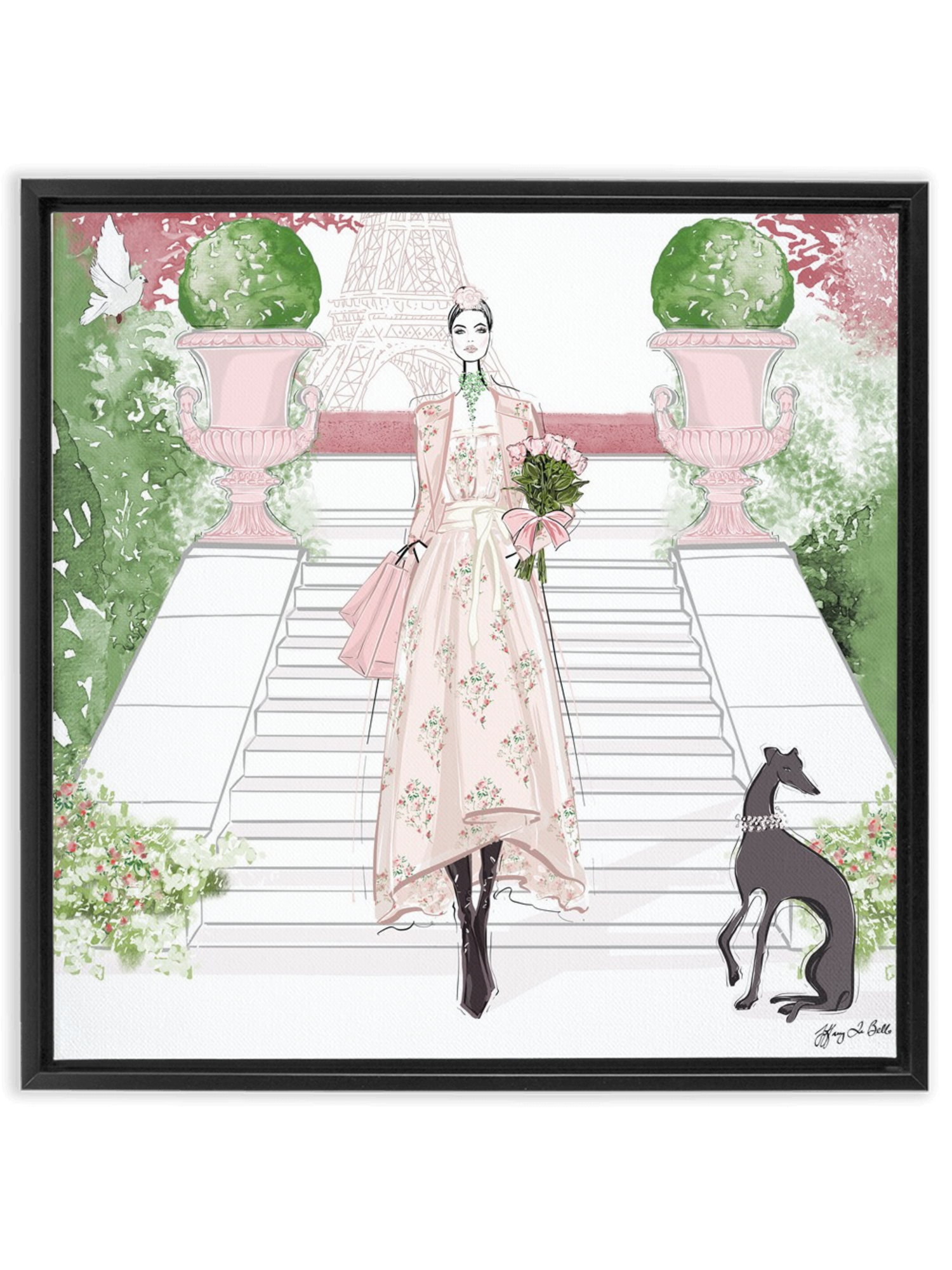 Parisienne Floral - Illustration - Canvas Gallery Print - Unframed or Framed - Tiffany La Belle