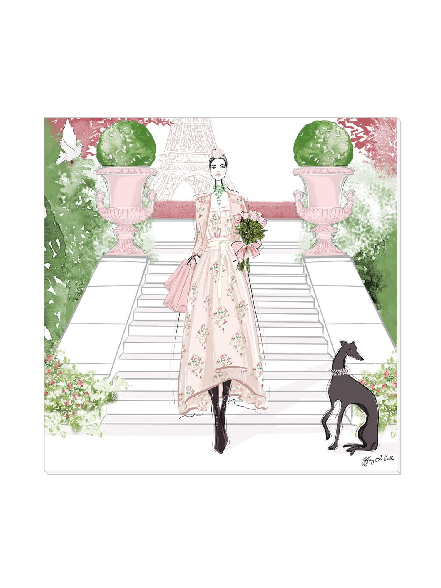 Parisienne Floral - Illustration - Canvas Gallery Print - Unframed or Framed - Tiffany La Belle