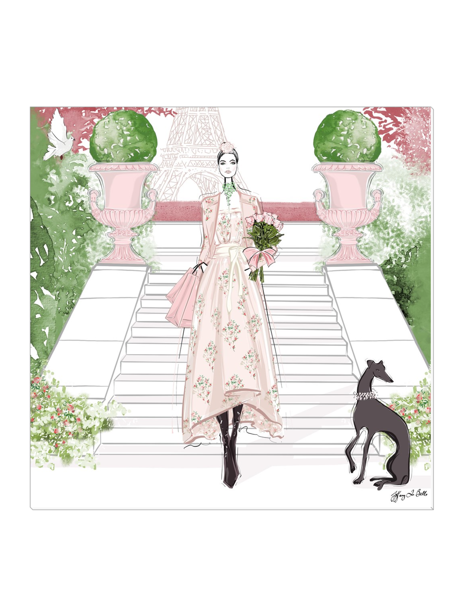 Parisienne Floral - Illustration - Canvas Gallery Print - Unframed or Framed - Tiffany La Belle