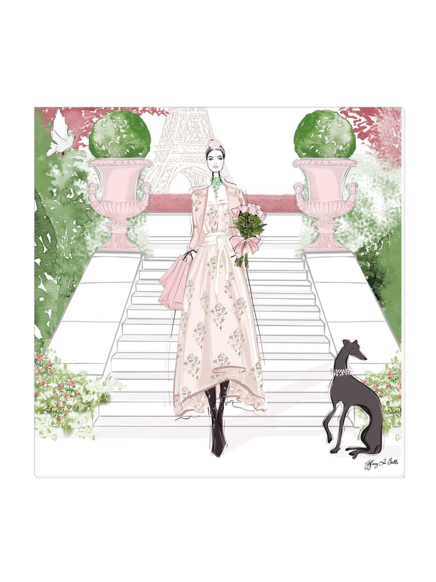 Parisienne Floral - Illustration - Canvas Gallery Print - Unframed or Framed - Tiffany La Belle