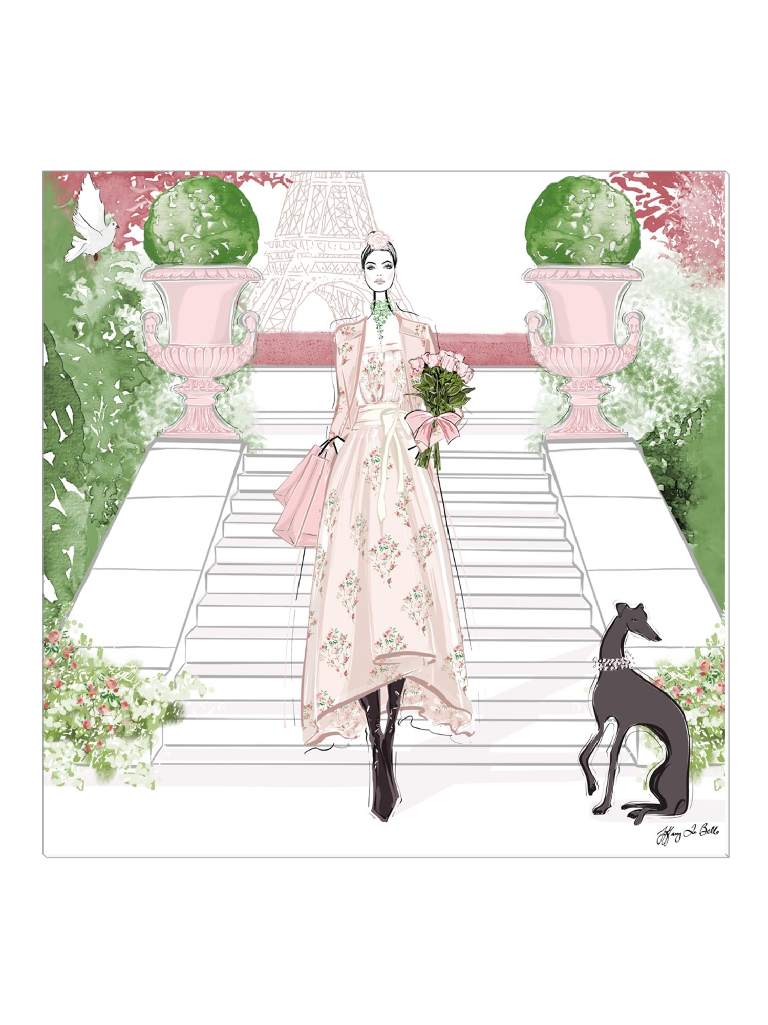 Parisienne Floral - Illustration - Canvas Gallery Print - Unframed or Framed - Tiffany La Belle