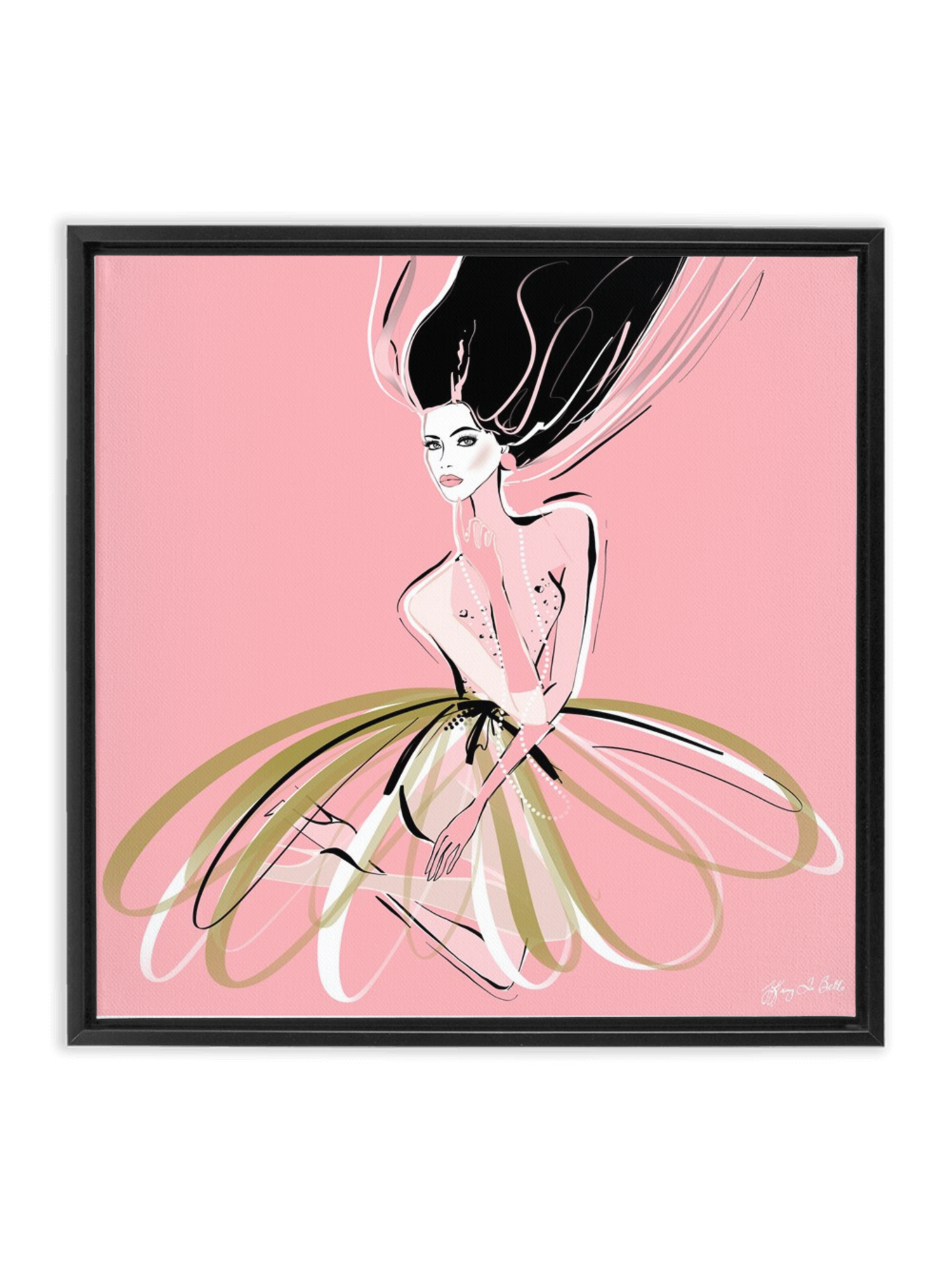 Pink and Pearls - Illustration - Canvas Gallery Print - Unframed or Framed - Tiffany La Belle