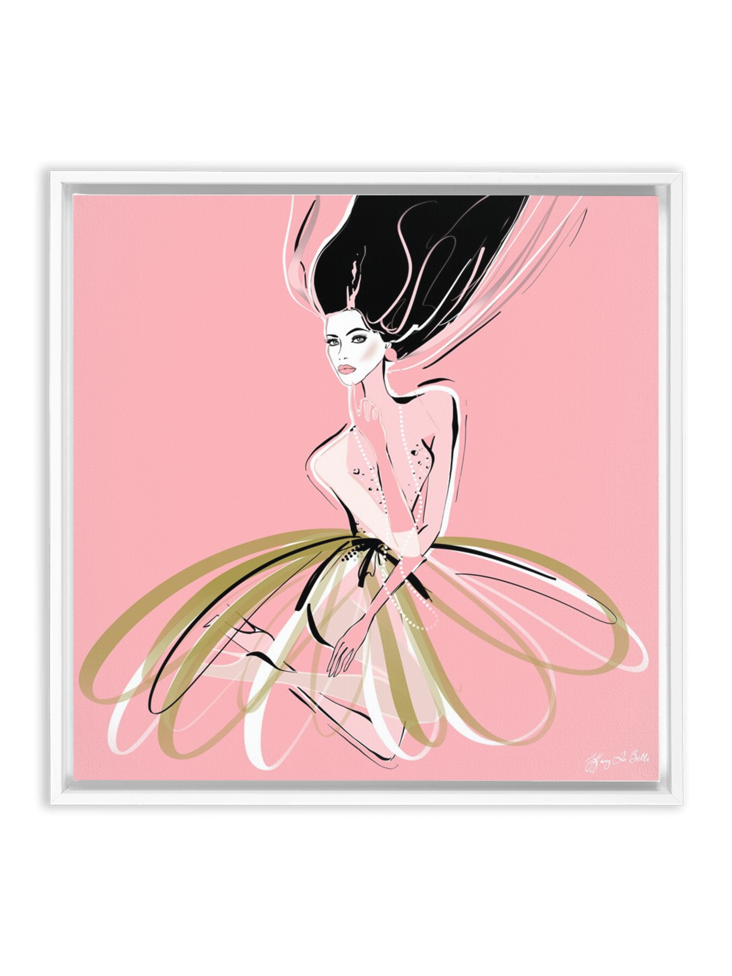 Pink and Pearls - Illustration - Canvas Gallery Print - Unframed or Framed - Tiffany La Belle
