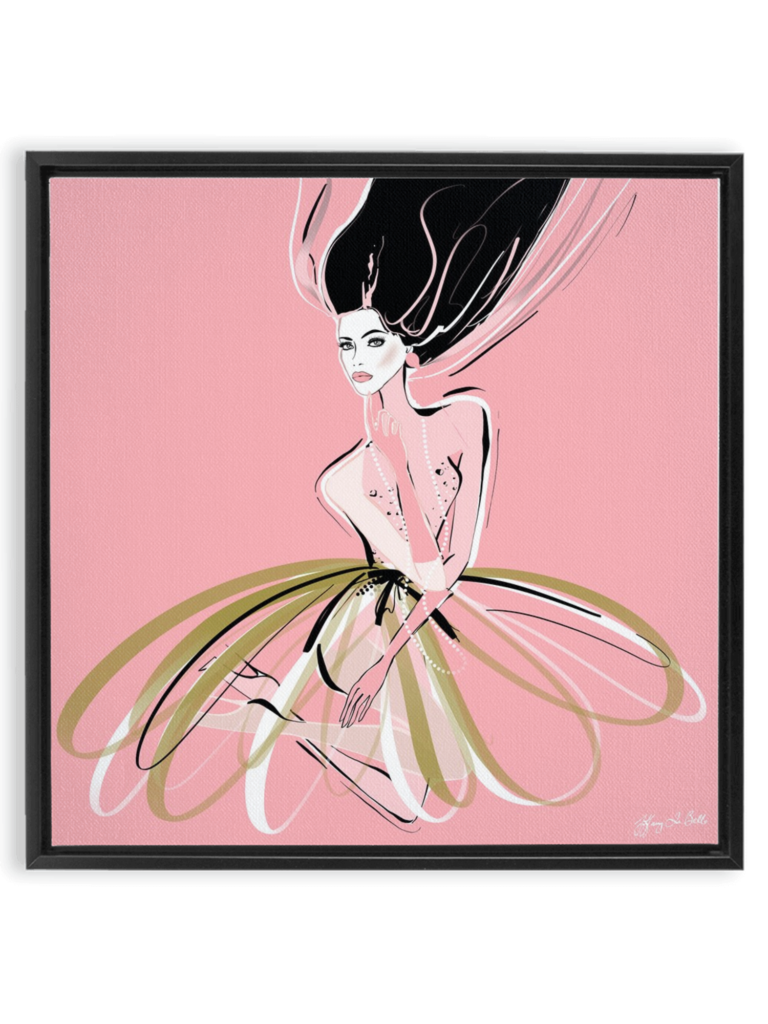Pink and Pearls - Illustration - Canvas Gallery Print - Unframed or Framed - Tiffany La Belle