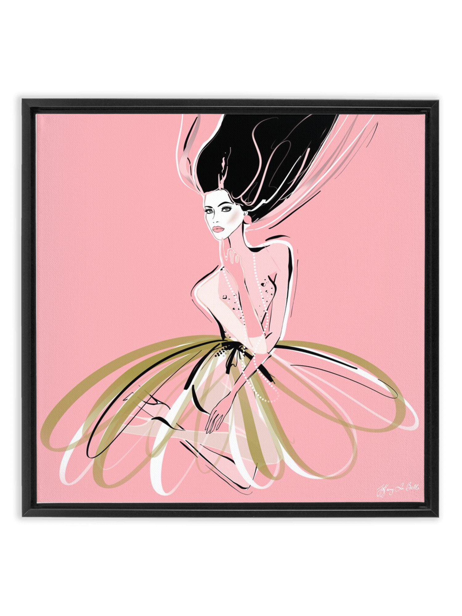 Pink and Pearls - Illustration - Canvas Gallery Print - Unframed or Framed - Tiffany La Belle