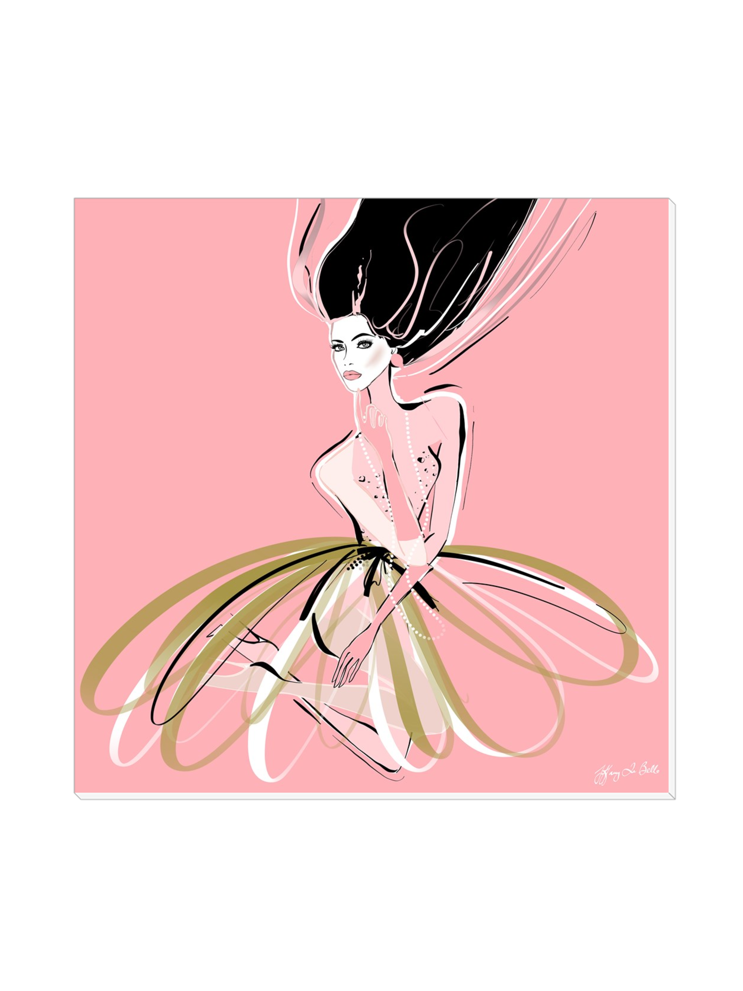 Pink and Pearls - Illustration - Canvas Gallery Print - Unframed or Framed - Tiffany La Belle