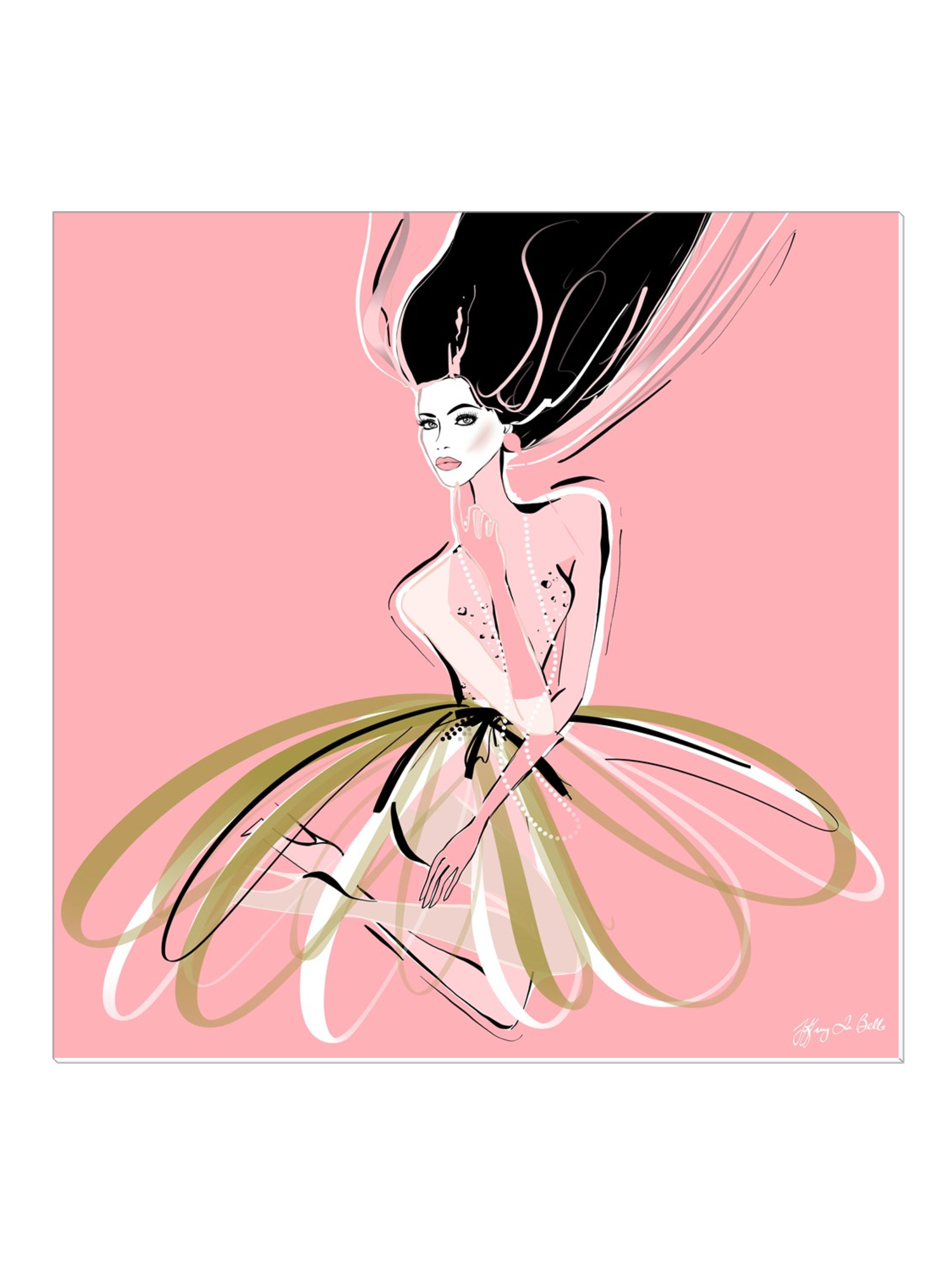 Pink and Pearls - Illustration - Canvas Gallery Print - Unframed or Framed - Tiffany La Belle
