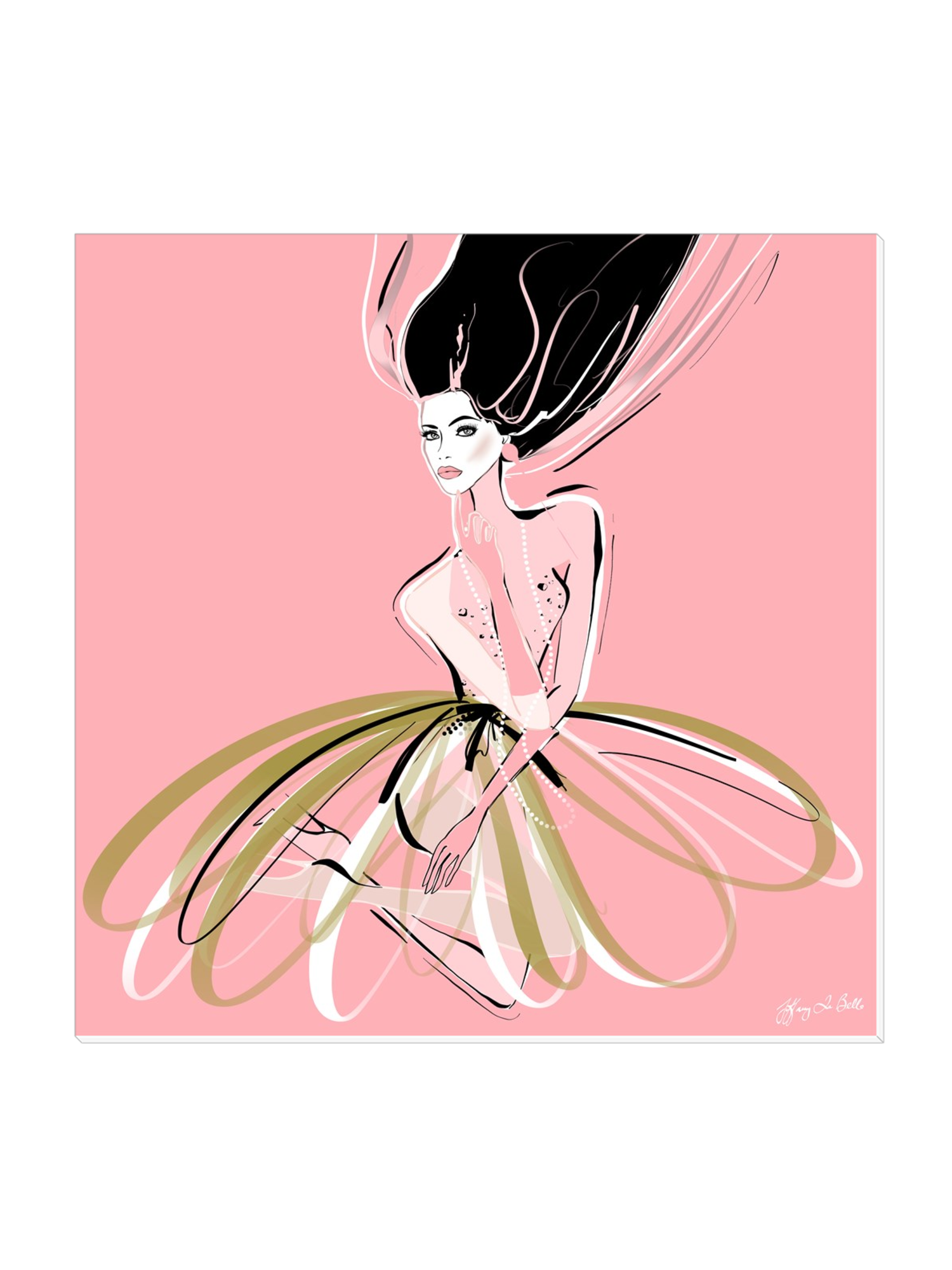 Pink and Pearls - Illustration - Canvas Gallery Print - Unframed or Framed - Tiffany La Belle