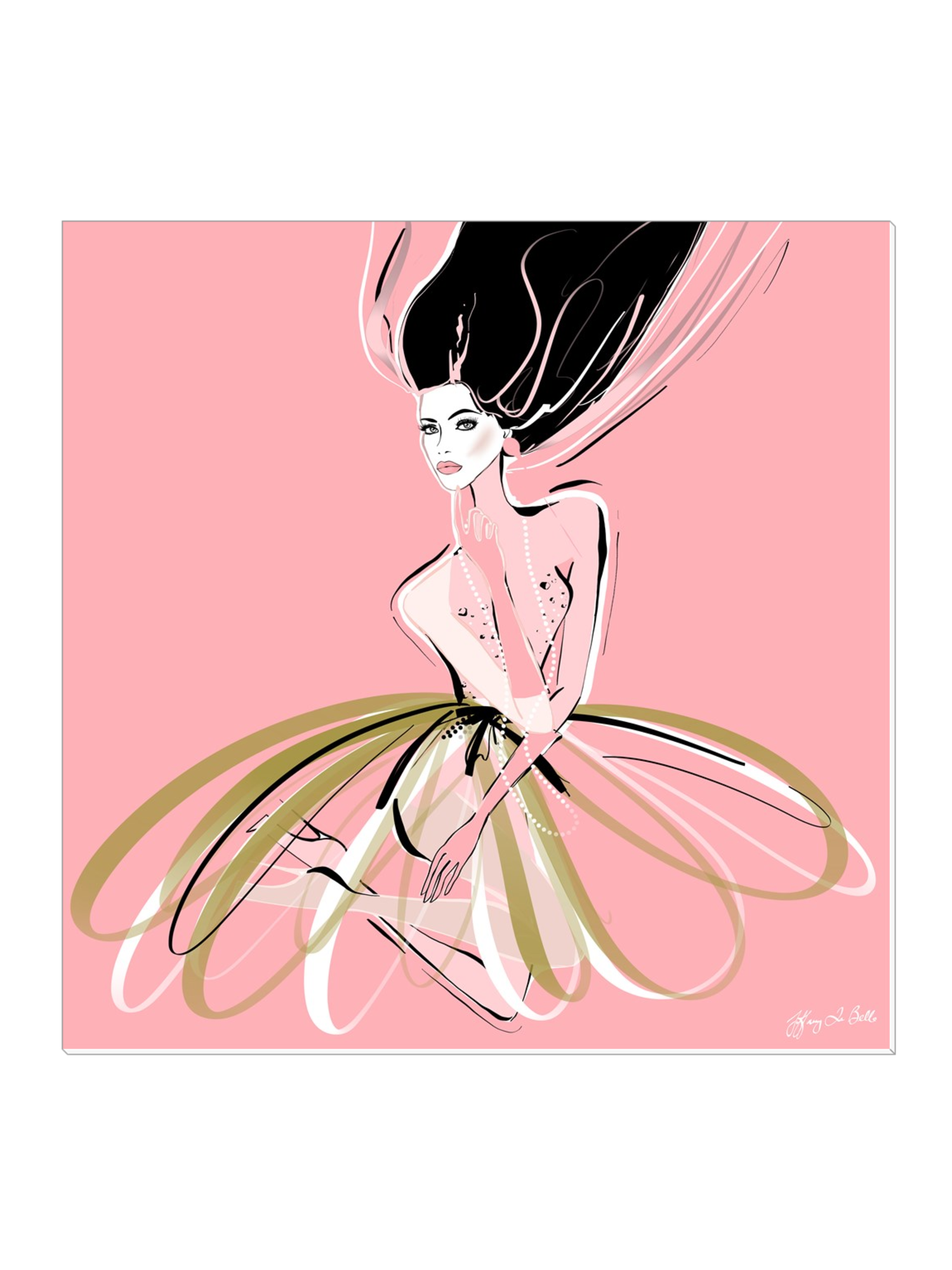 Pink and Pearls - Illustration - Canvas Gallery Print - Unframed or Framed - Tiffany La Belle