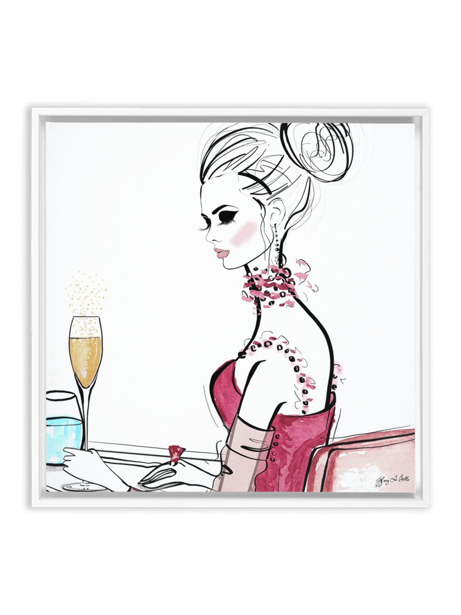 A Champagne Moment - Illustration - Canvas Gallery Print - Unframed or Framed - Tiffany La Belle