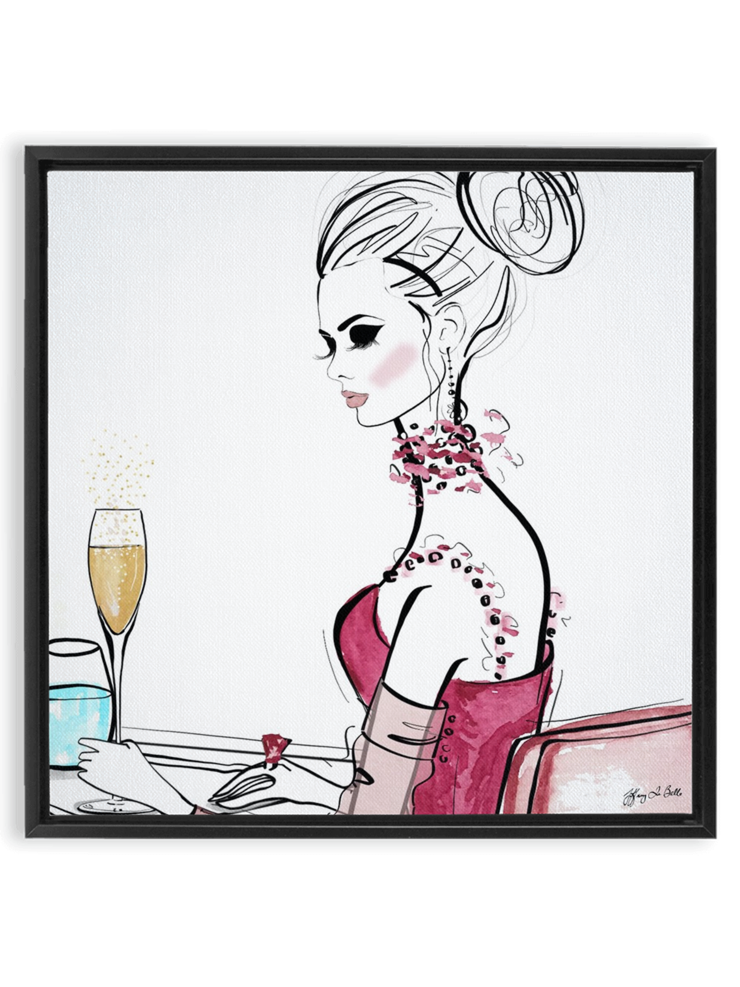 A Champagne Moment - Illustration - Canvas Gallery Print - Unframed or Framed - Tiffany La Belle