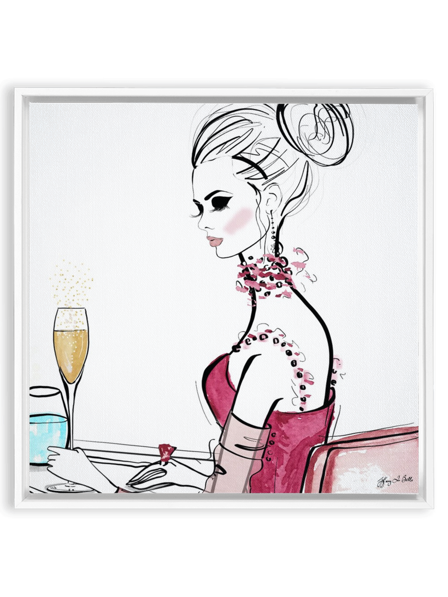 A Champagne Moment - Illustration - Canvas Gallery Print - Unframed or Framed - Tiffany La Belle