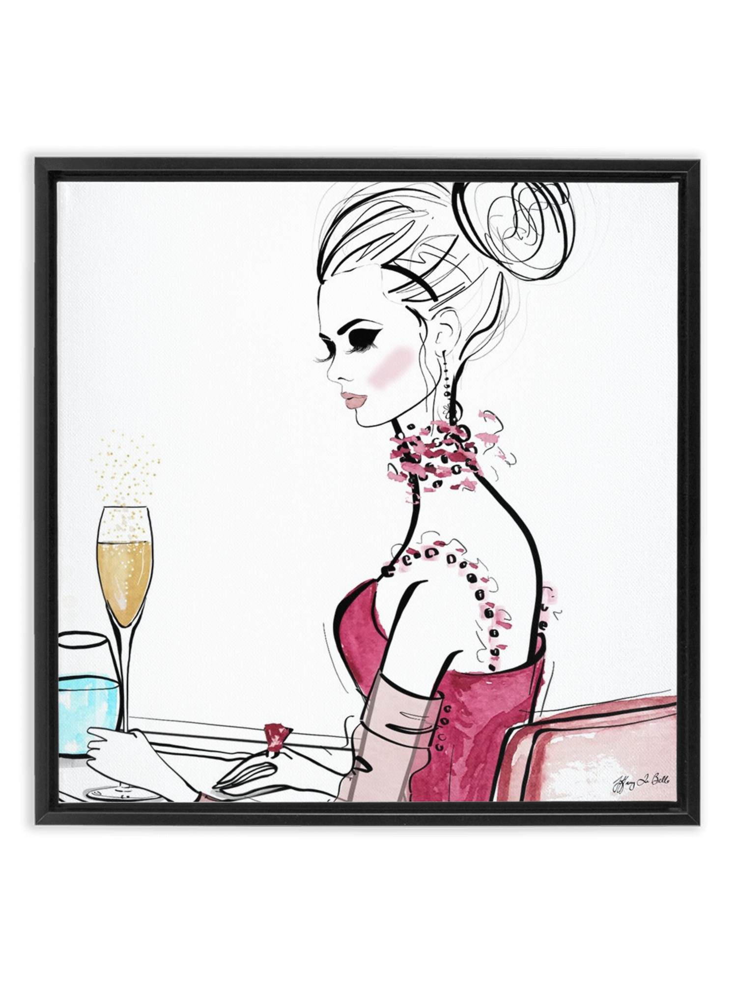 A Champagne Moment - Illustration - Canvas Gallery Print - Unframed or Framed - Tiffany La Belle