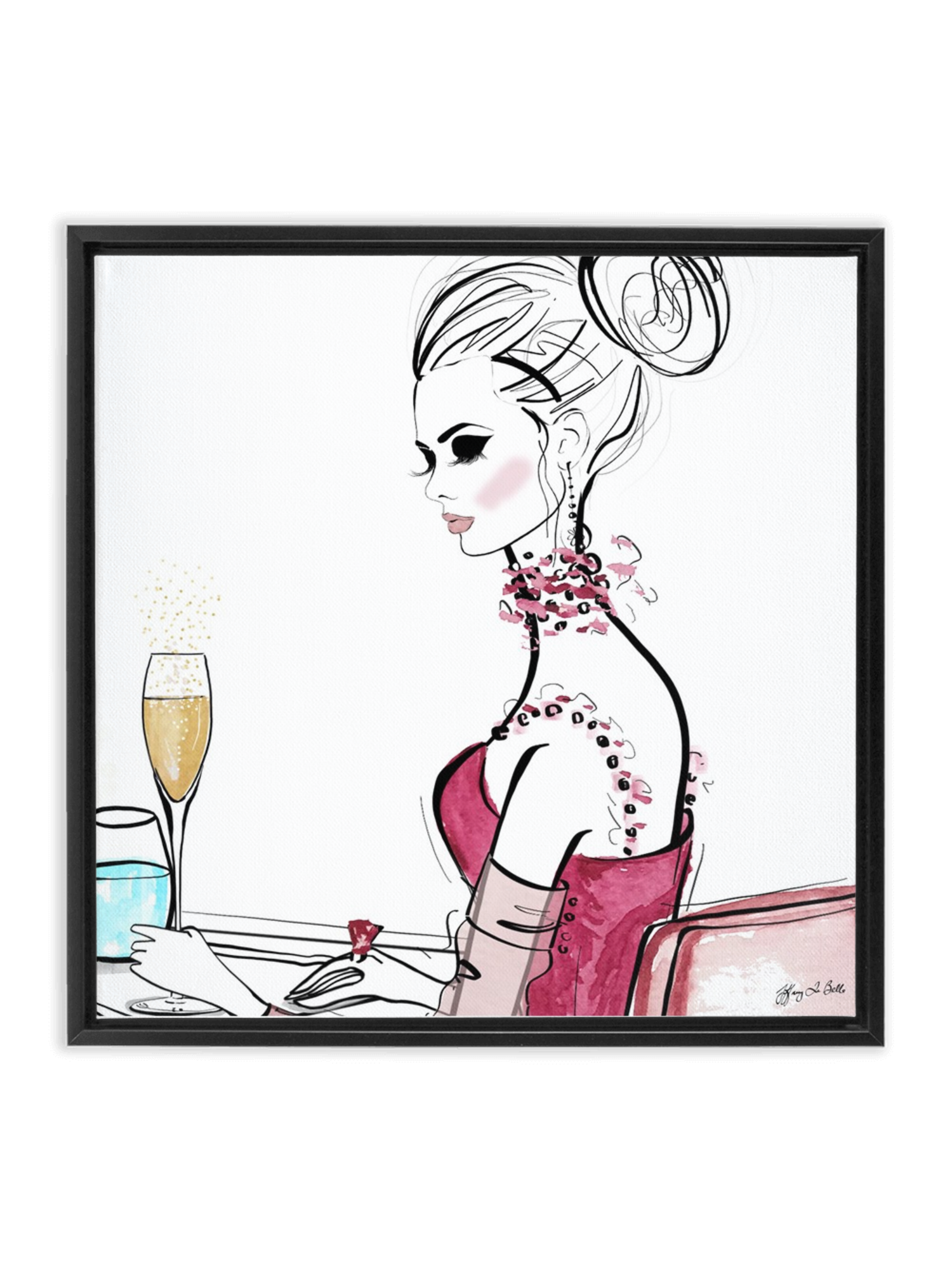 A Champagne Moment - Illustration - Canvas Gallery Print - Unframed or Framed - Tiffany La Belle