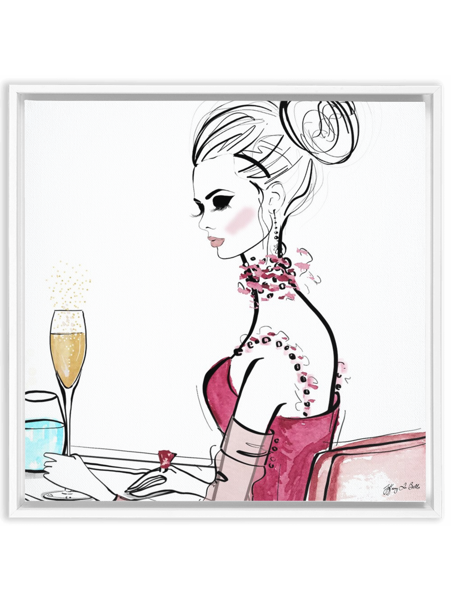 A Champagne Moment - Illustration - Canvas Gallery Print - Unframed or Framed - Tiffany La Belle