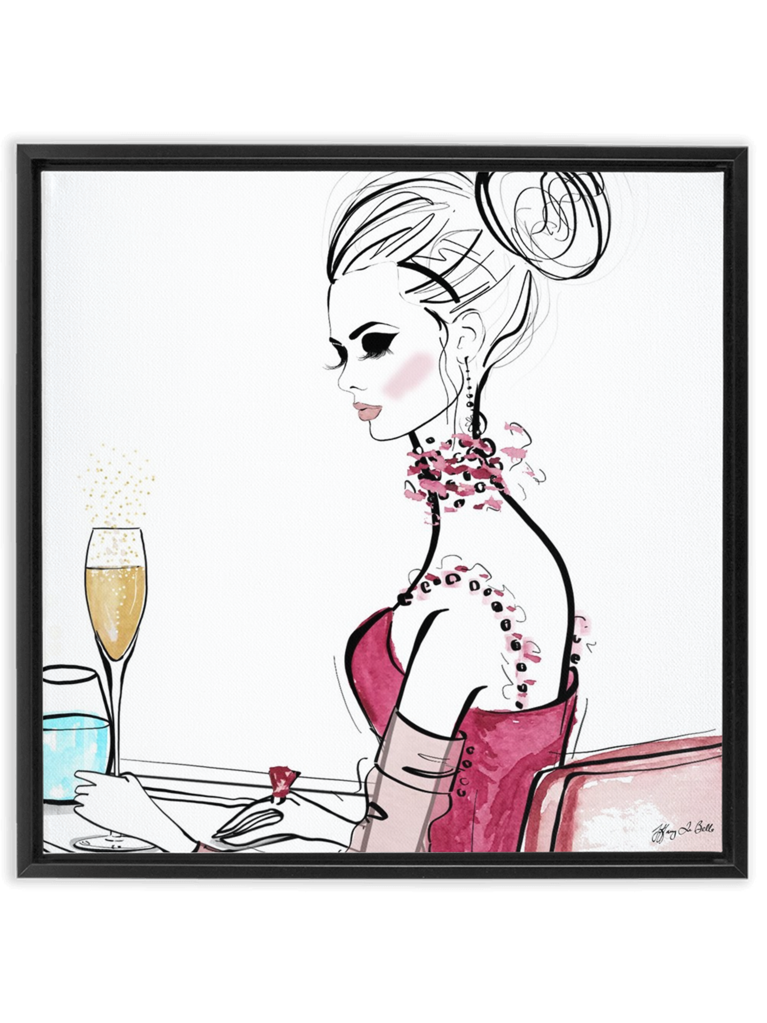 A Champagne Moment - Illustration - Canvas Gallery Print - Unframed or Framed - Tiffany La Belle