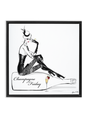 Champagne Friday with Strawberries - Illustration - Canvas Gallery Print - Unframed or Framed - Tiffany La Belle