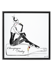 Champagne Friday with Strawberries - Illustration - Canvas Gallery Print - Unframed or Framed - Tiffany La Belle