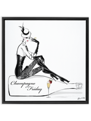 Champagne Friday with Strawberries - Illustration - Canvas Gallery Print - Unframed or Framed - Tiffany La Belle
