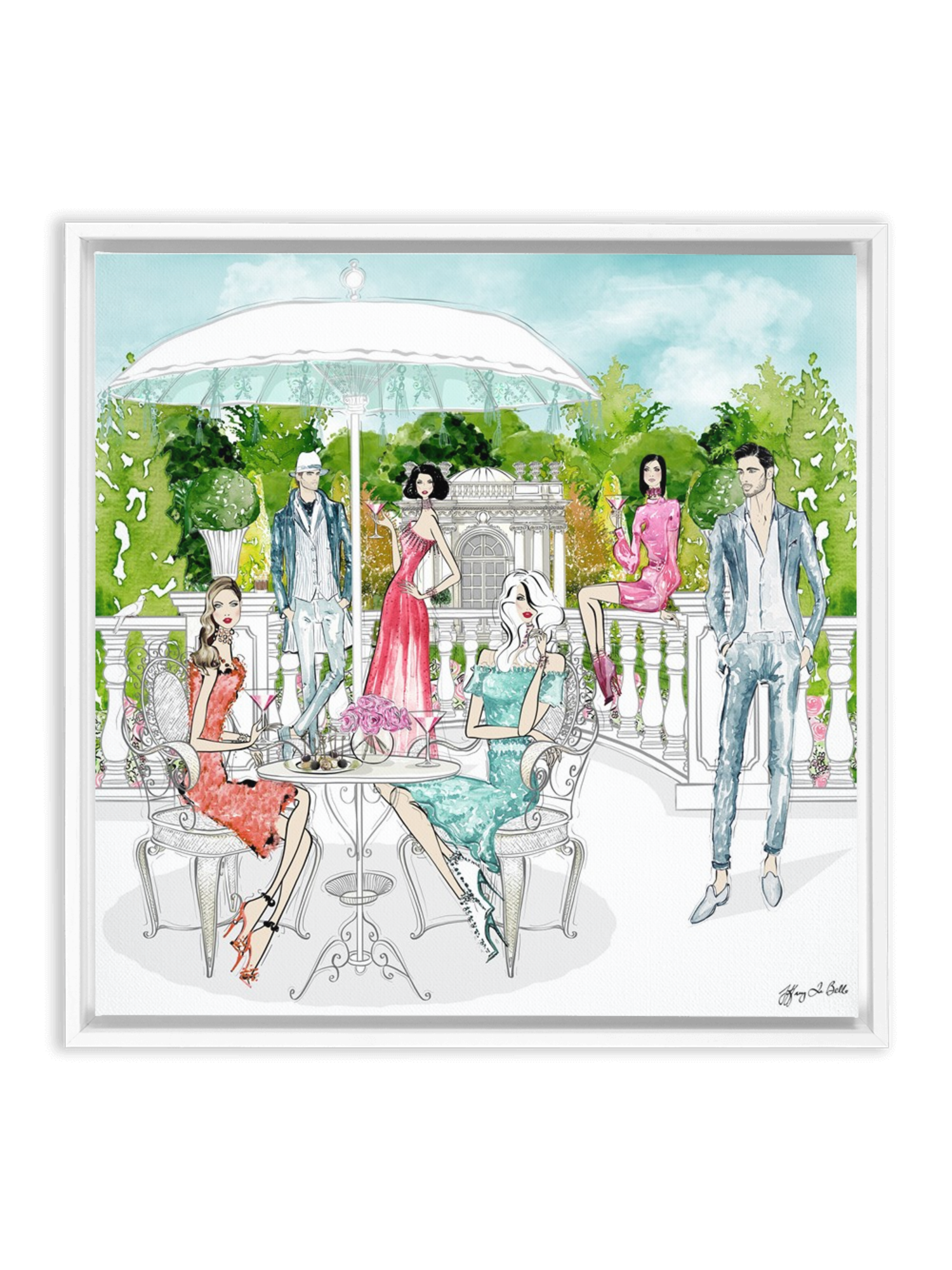 Garden Party - Illustration - Canvas Gallery Print - Unframed or Framed - Tiffany La Belle