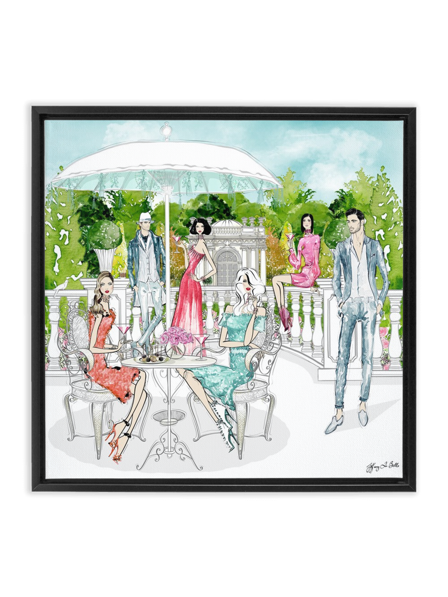 Garden Party - Illustration - Canvas Gallery Print - Unframed or Framed - Tiffany La Belle