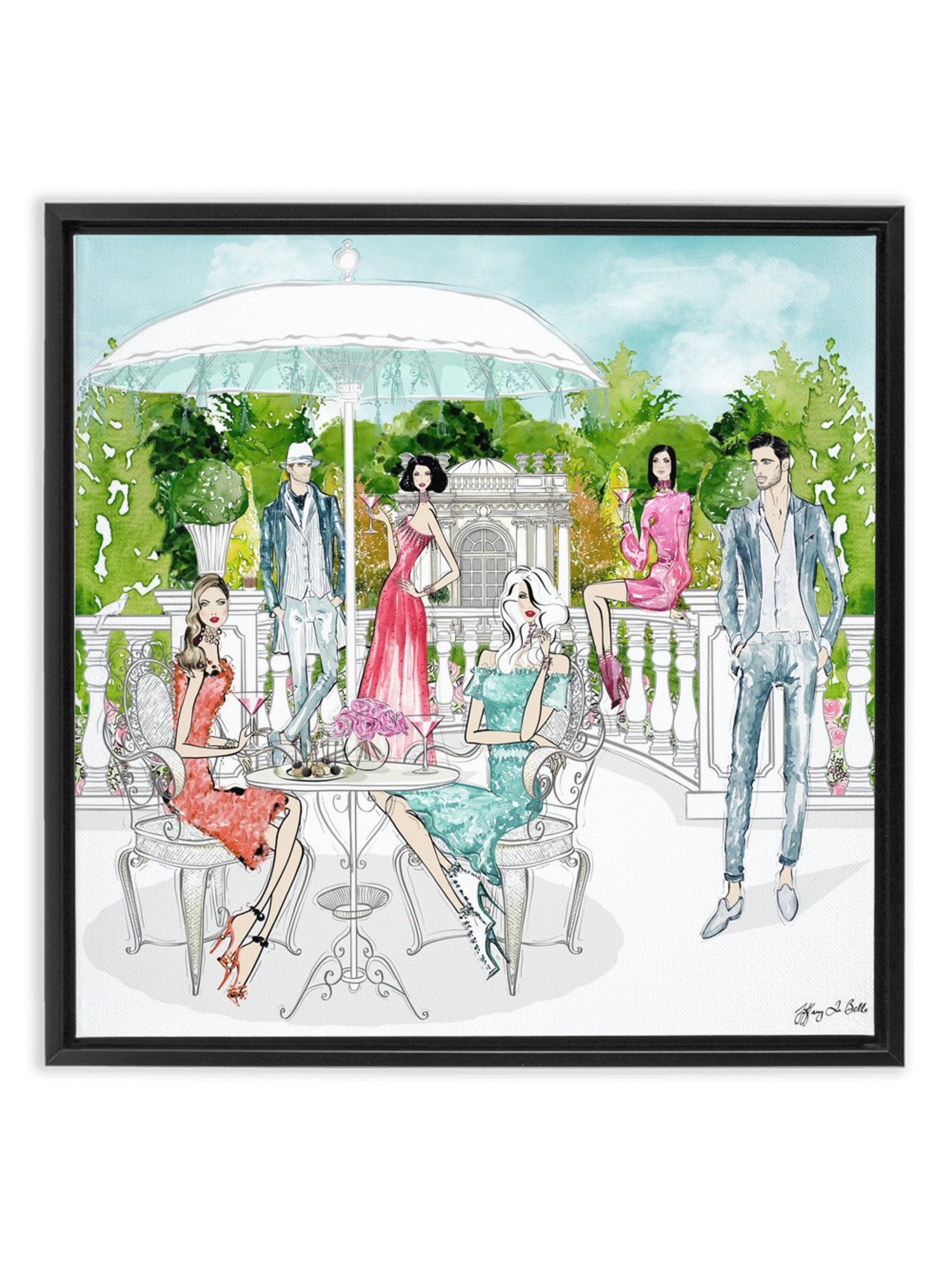 Garden Party - Illustration - Canvas Gallery Print - Unframed or Framed - Tiffany La Belle