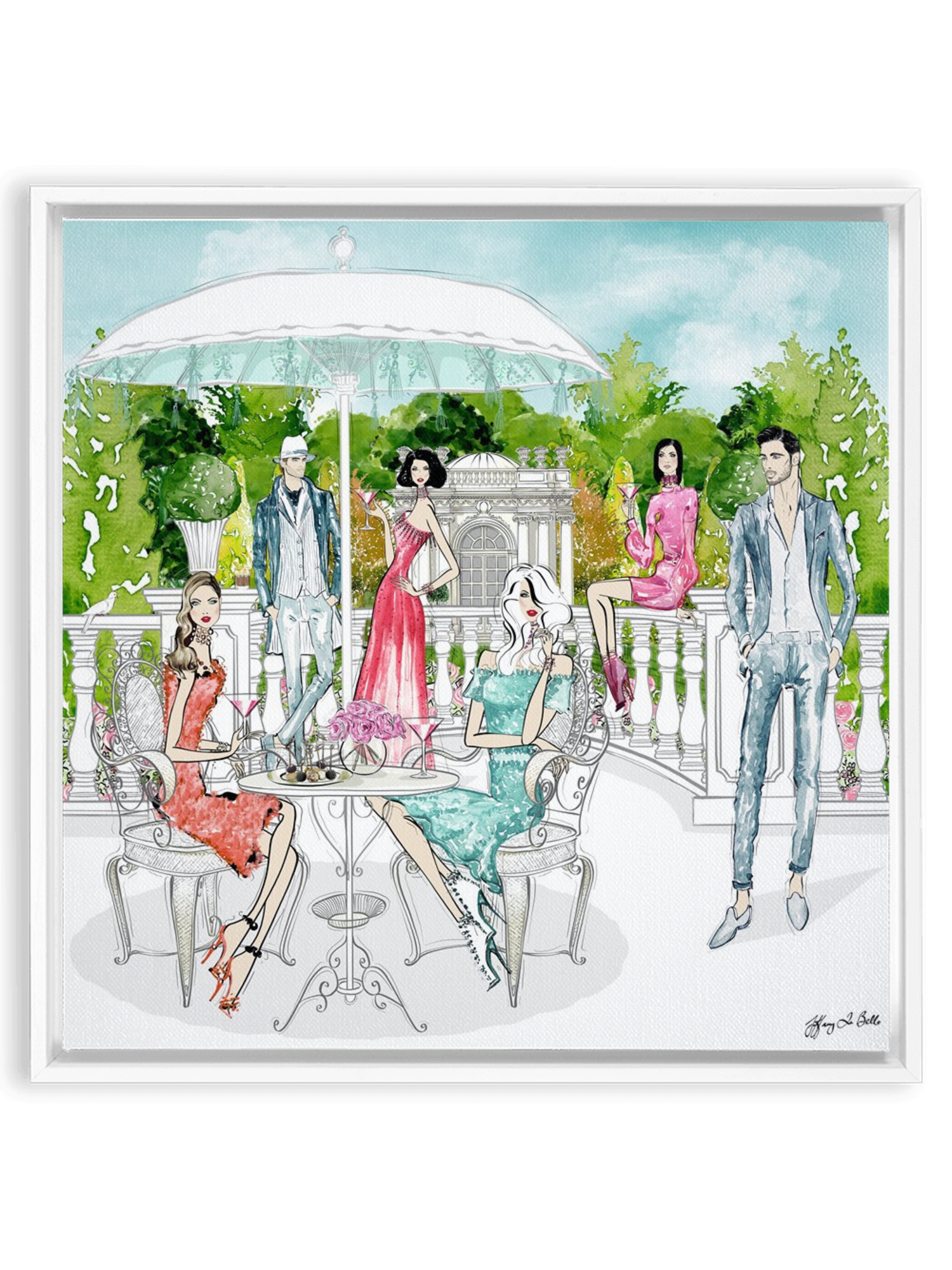 Garden Party - Illustration - Canvas Gallery Print - Unframed or Framed - Tiffany La Belle
