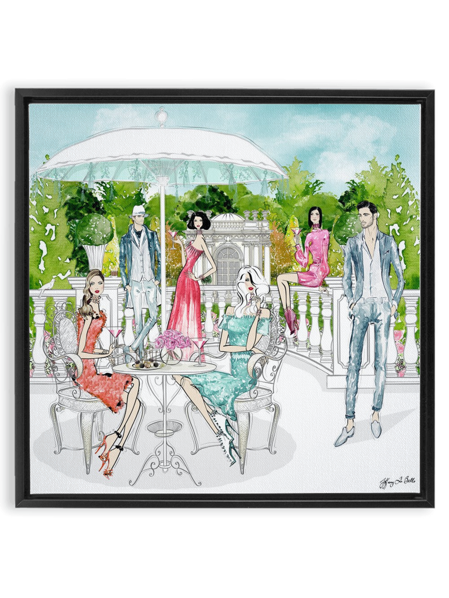 Garden Party - Illustration - Canvas Gallery Print - Unframed or Framed - Tiffany La Belle