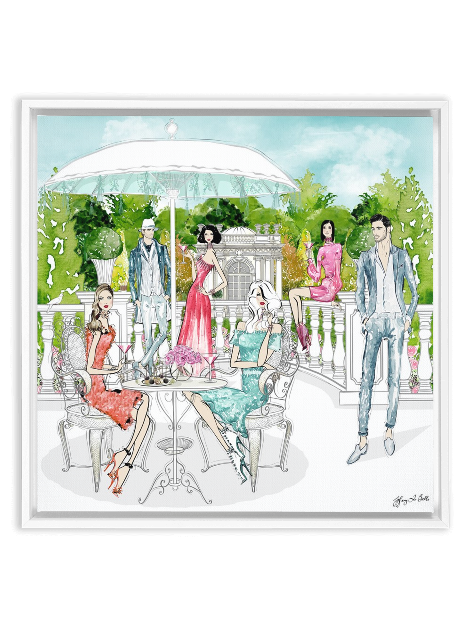 Garden Party - Illustration - Canvas Gallery Print - Unframed or Framed - Tiffany La Belle