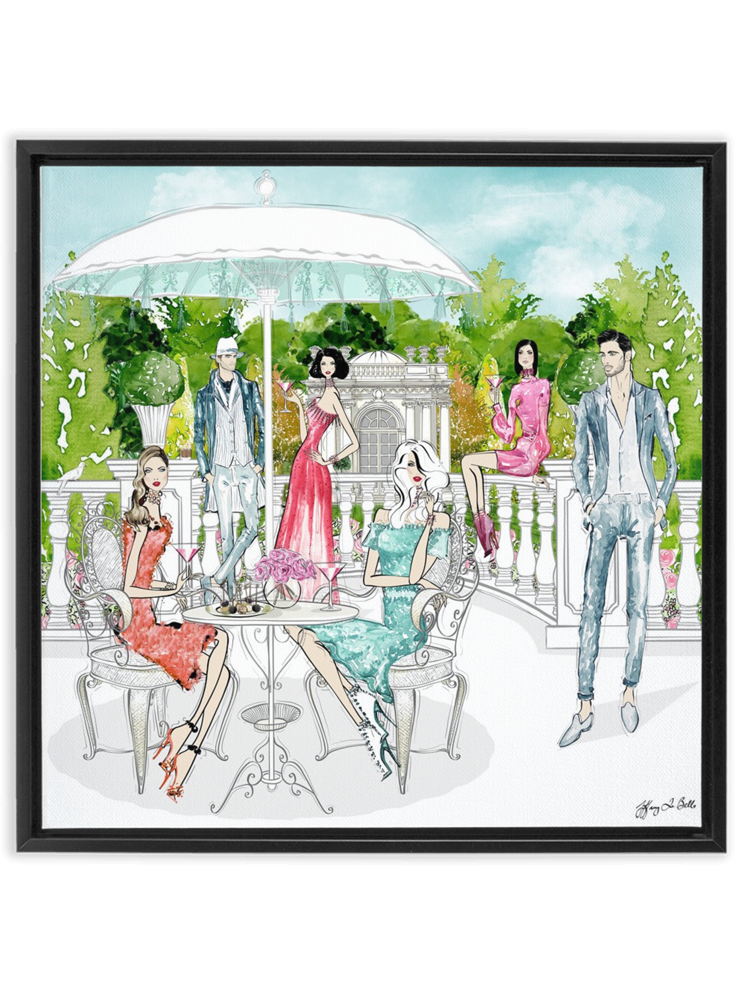 Garden Party - Illustration - Canvas Gallery Print - Unframed or Framed - Tiffany La Belle
