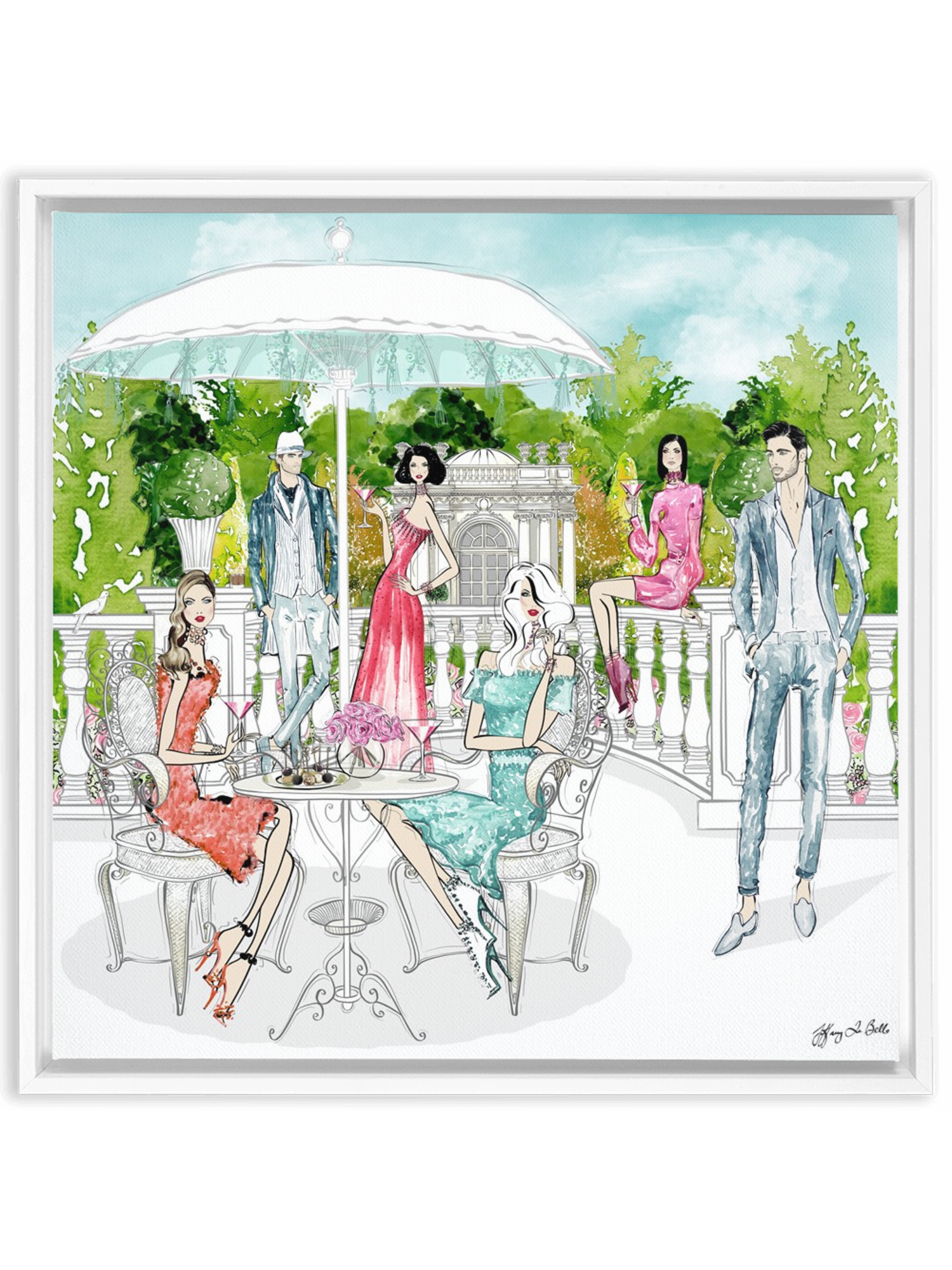 Garden Party - Illustration - Canvas Gallery Print - Unframed or Framed - Tiffany La Belle
