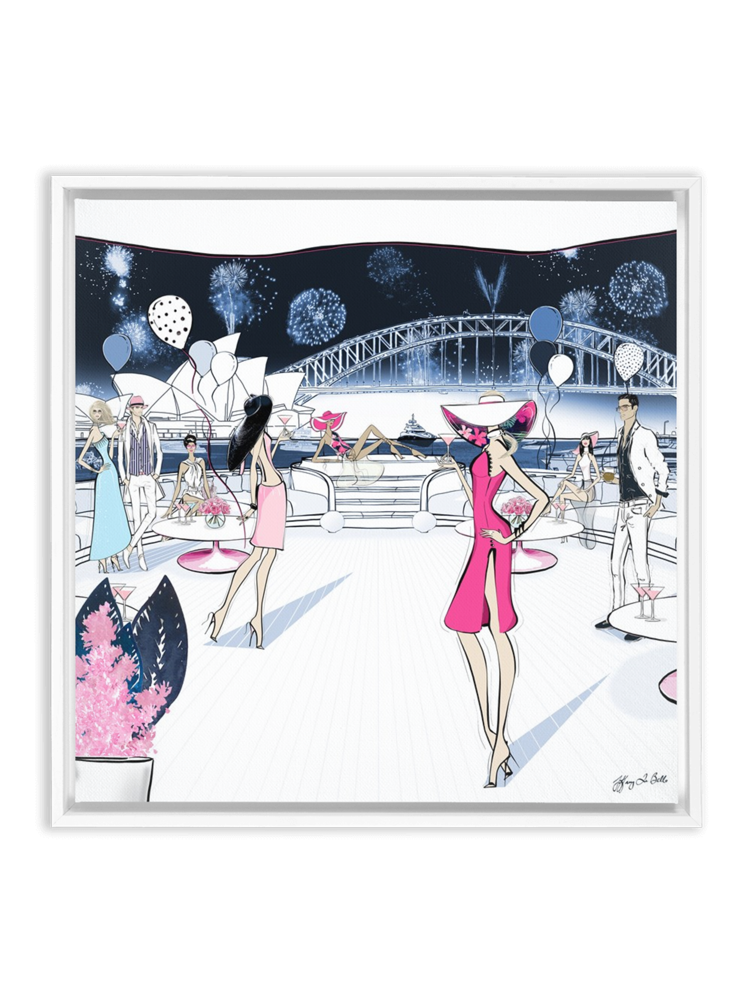 NYE, Sydney, Australia - Illustration - Canvas Gallery Print - Unframed or Framed - Tiffany La Belle