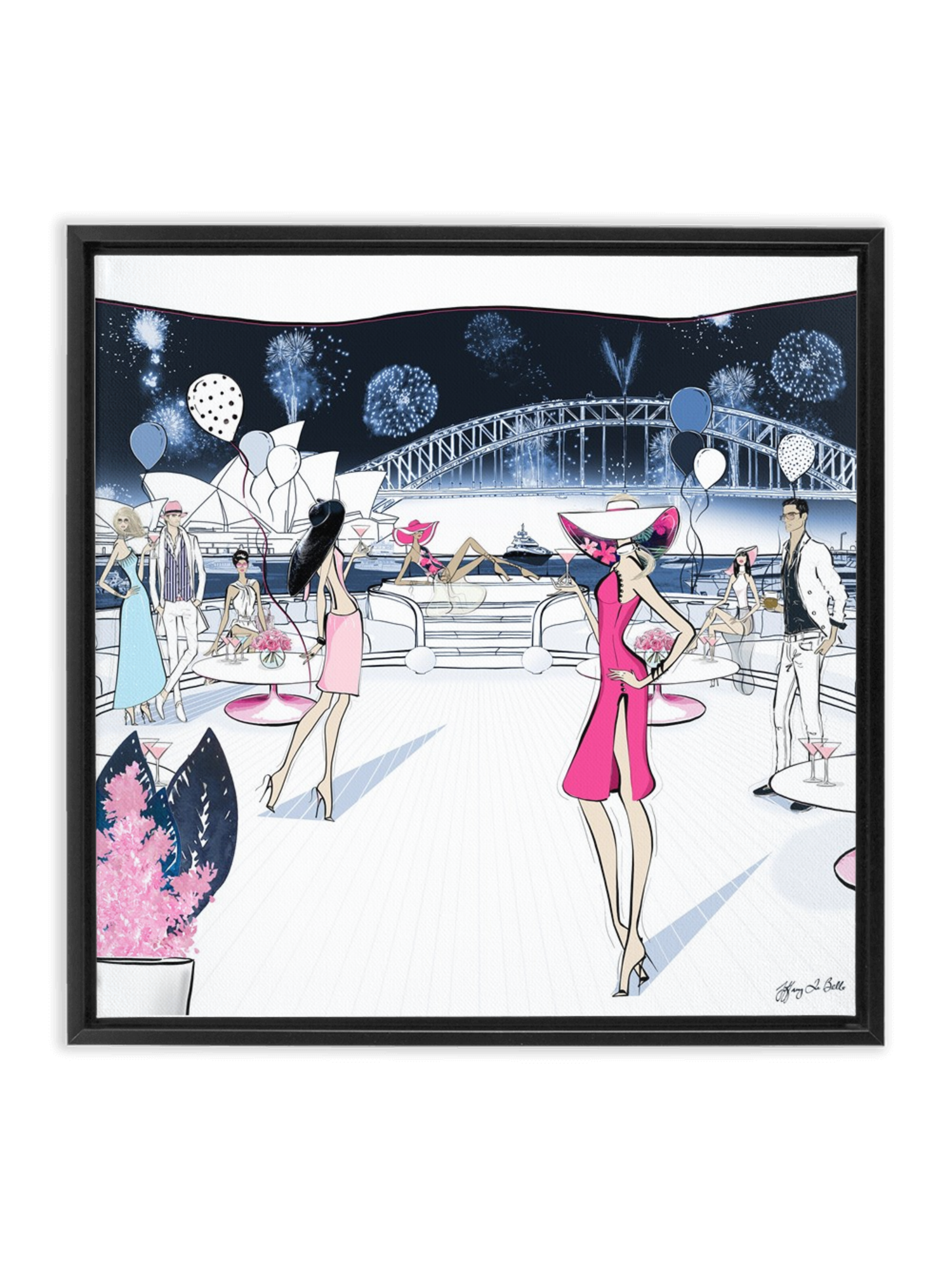 NYE, Sydney, Australia - Illustration - Canvas Gallery Print - Unframed or Framed - Tiffany La Belle